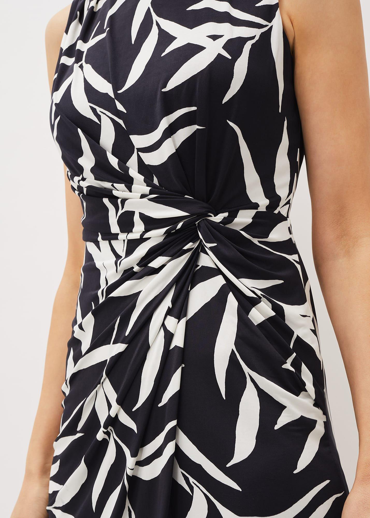 Amber Leaf Print Fitted Jersey Dress