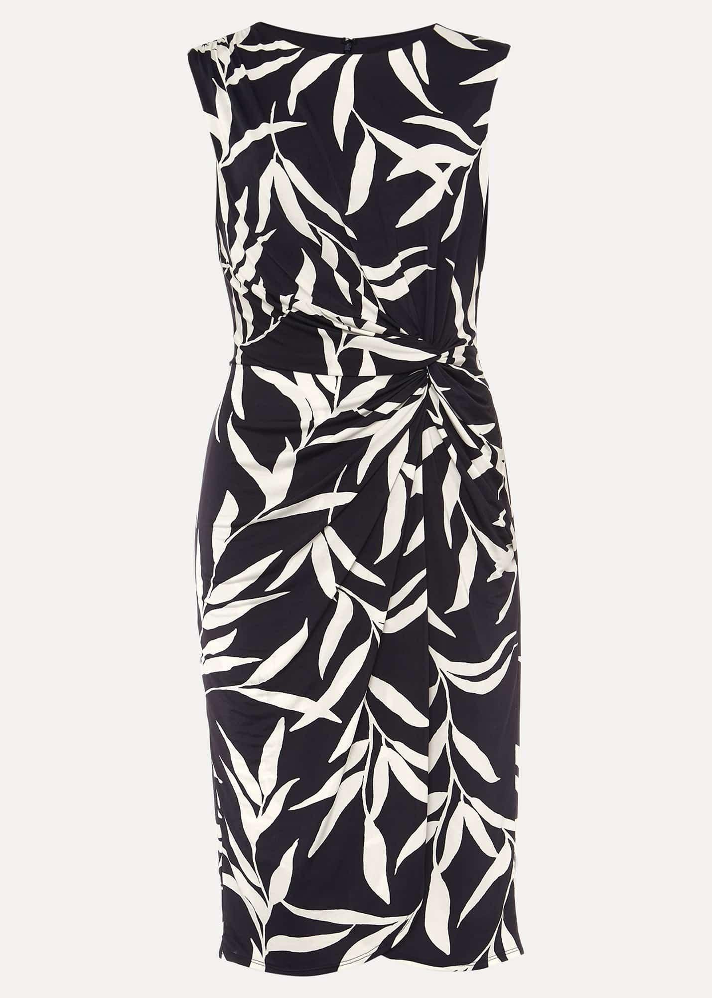 Amber Leaf Print Fitted Jersey Dress