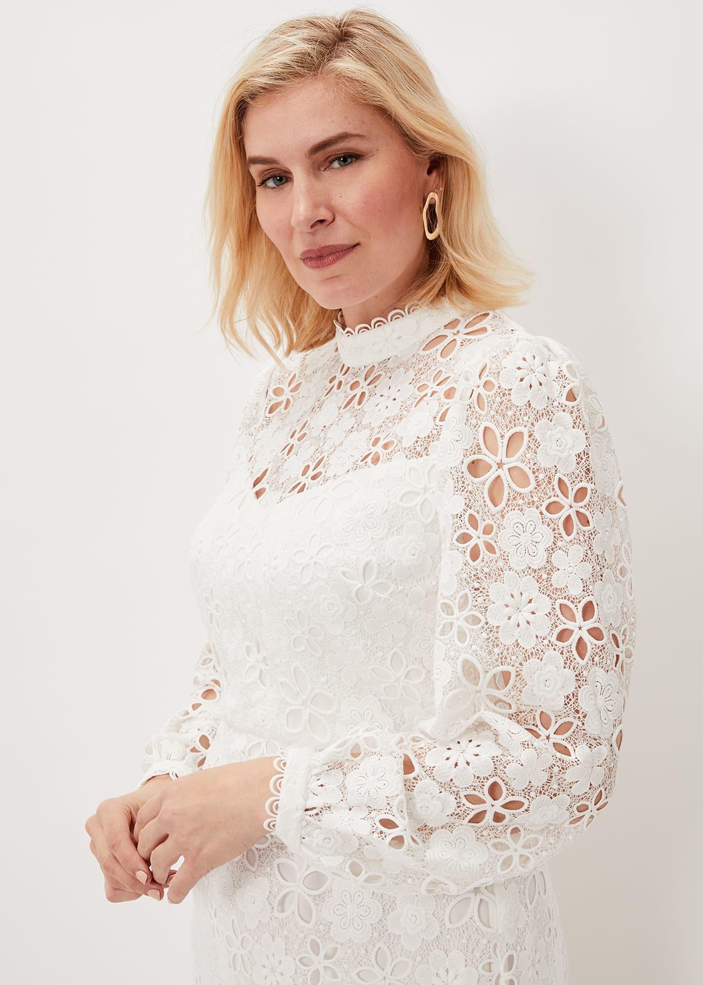 Doris Guipure Lace Highneck Dress