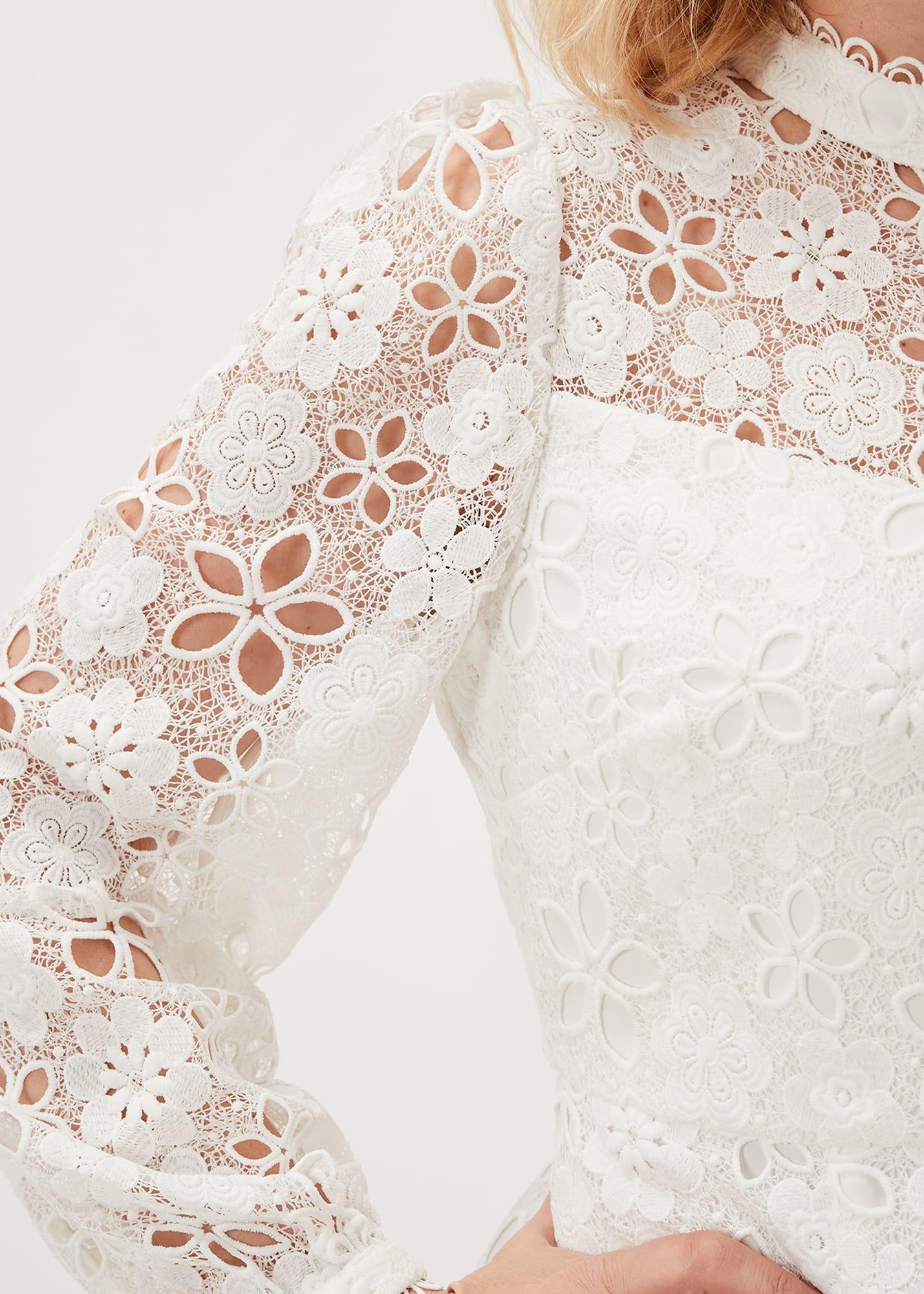 Doris Guipure Lace Highneck Dress