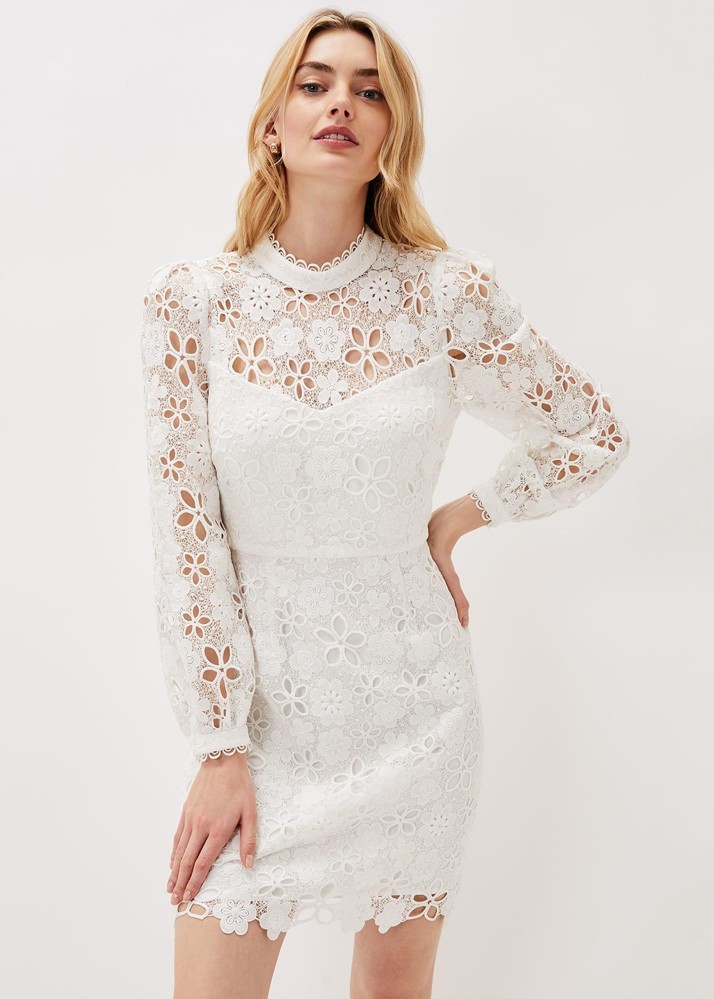 Doris Guipure Lace Highneck Dress