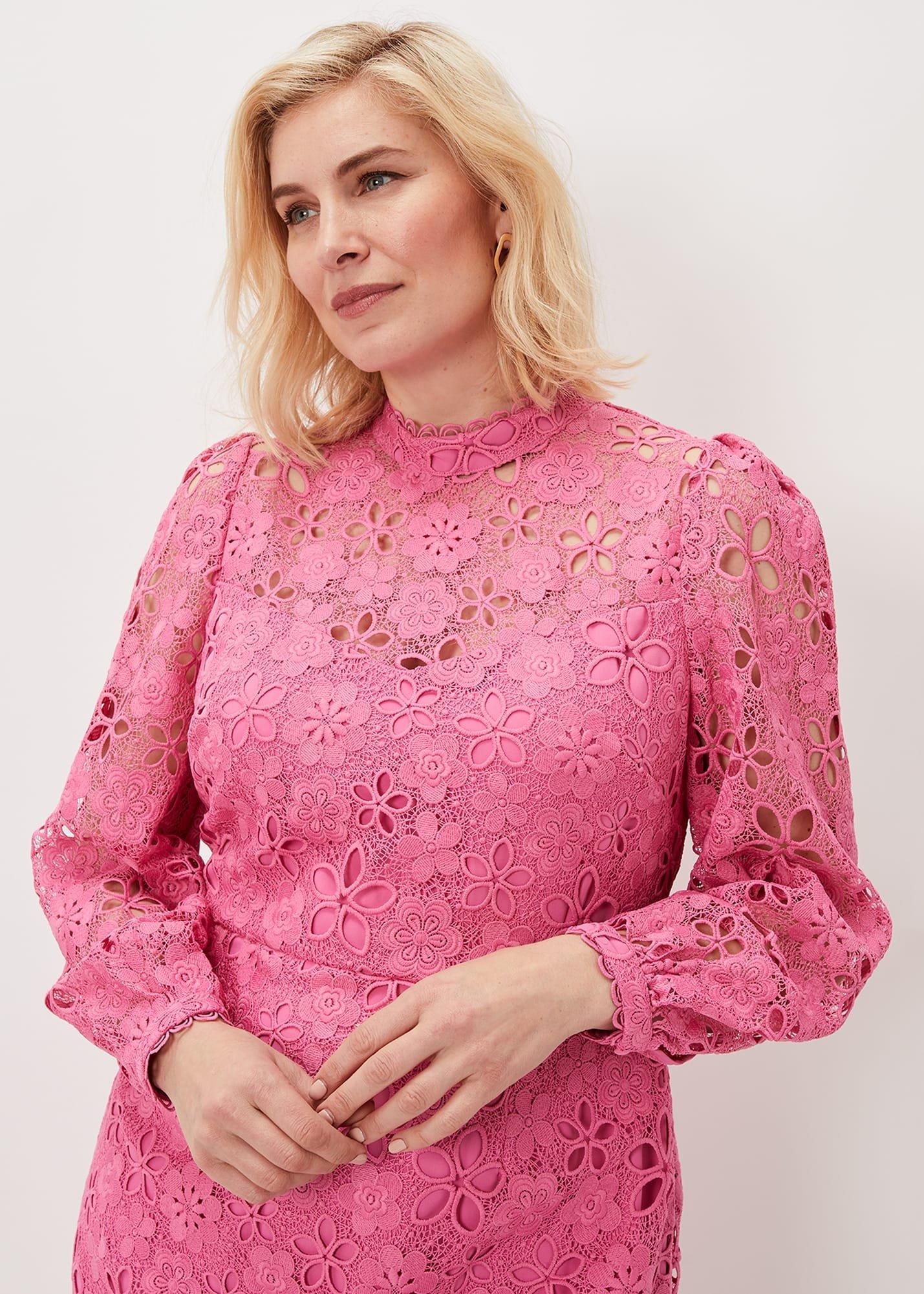 Doris Guipure Lace Highneck Dress