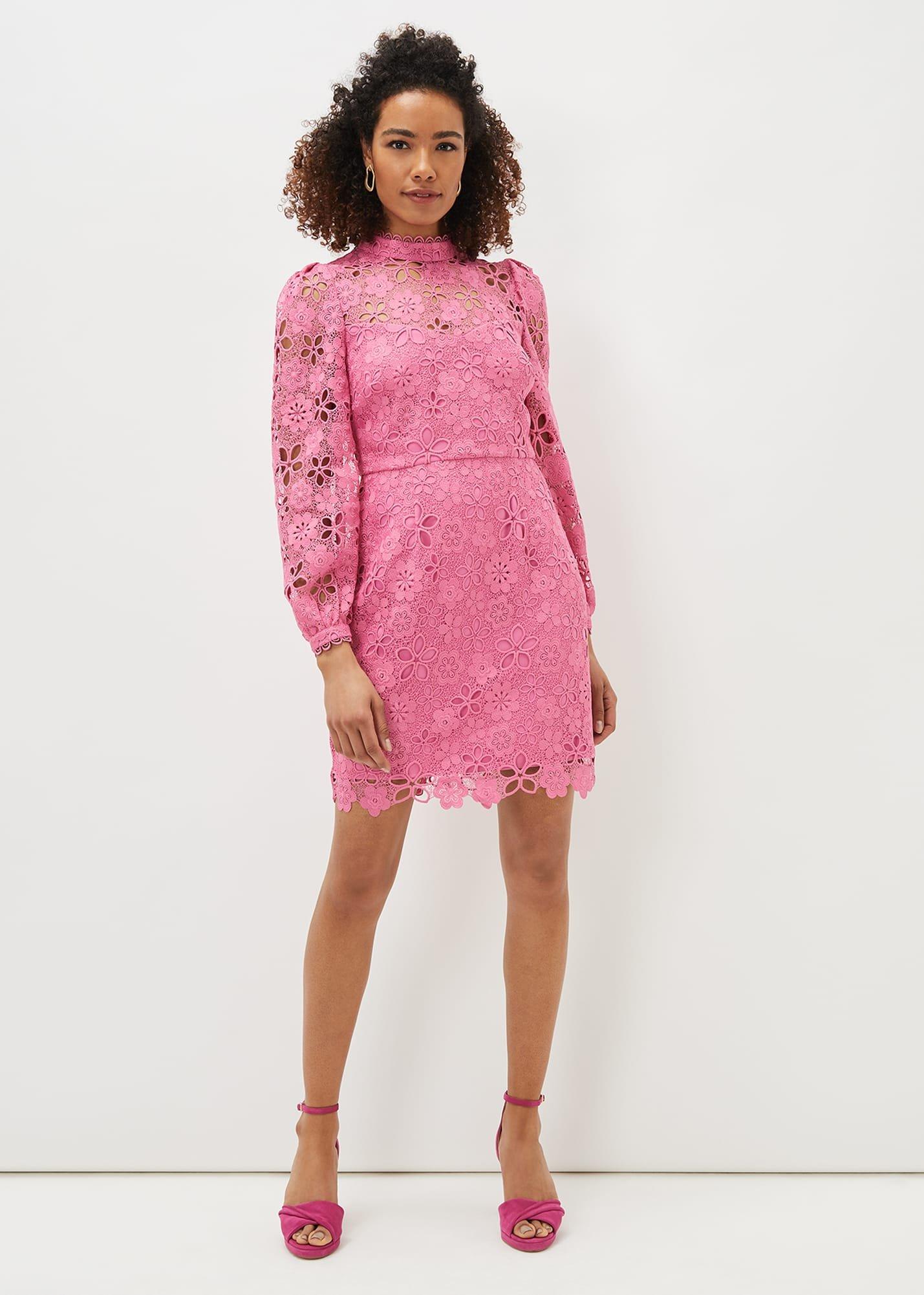 Doris Guipure Lace Highneck Dress