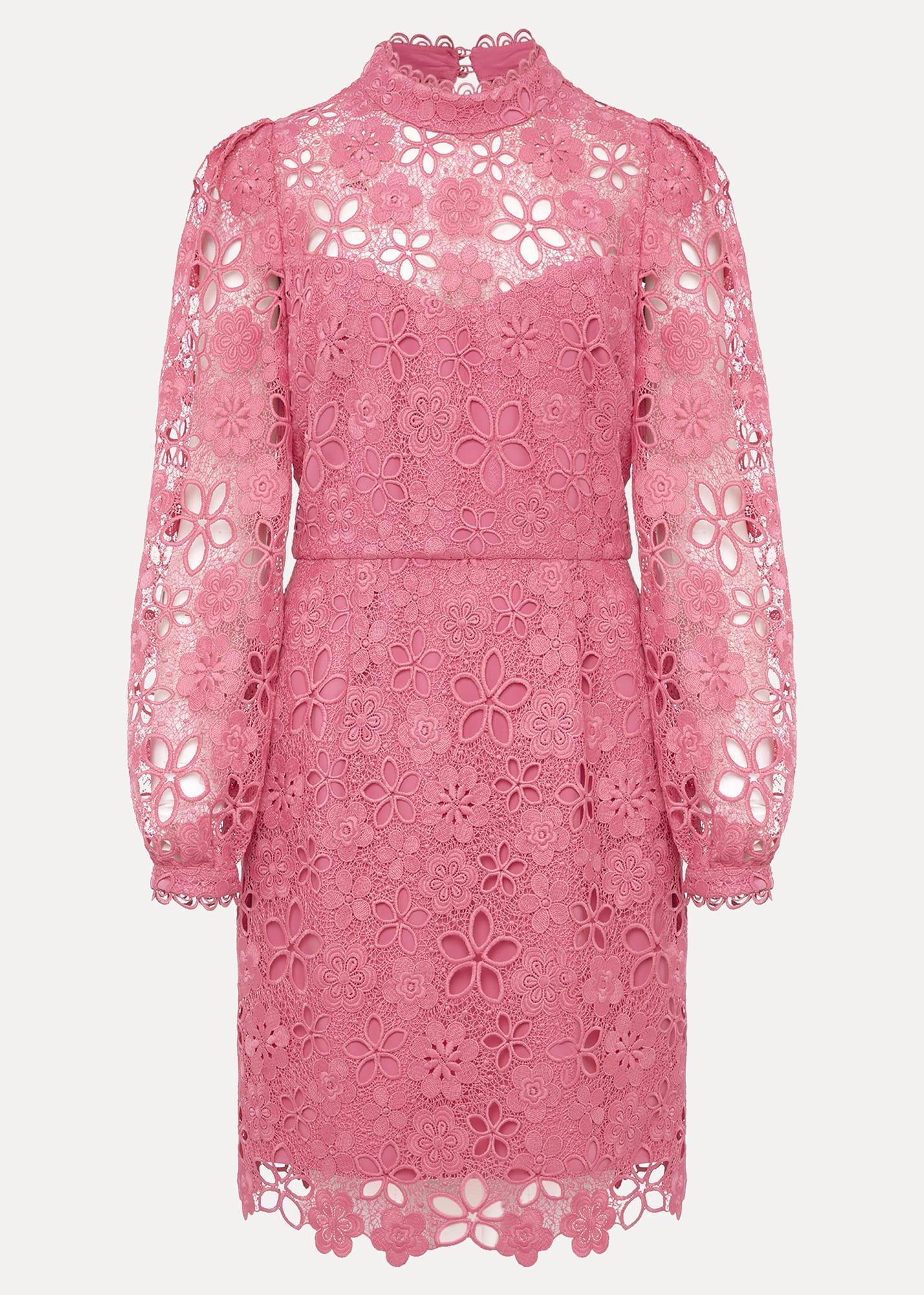 Doris Guipure Lace Highneck Dress