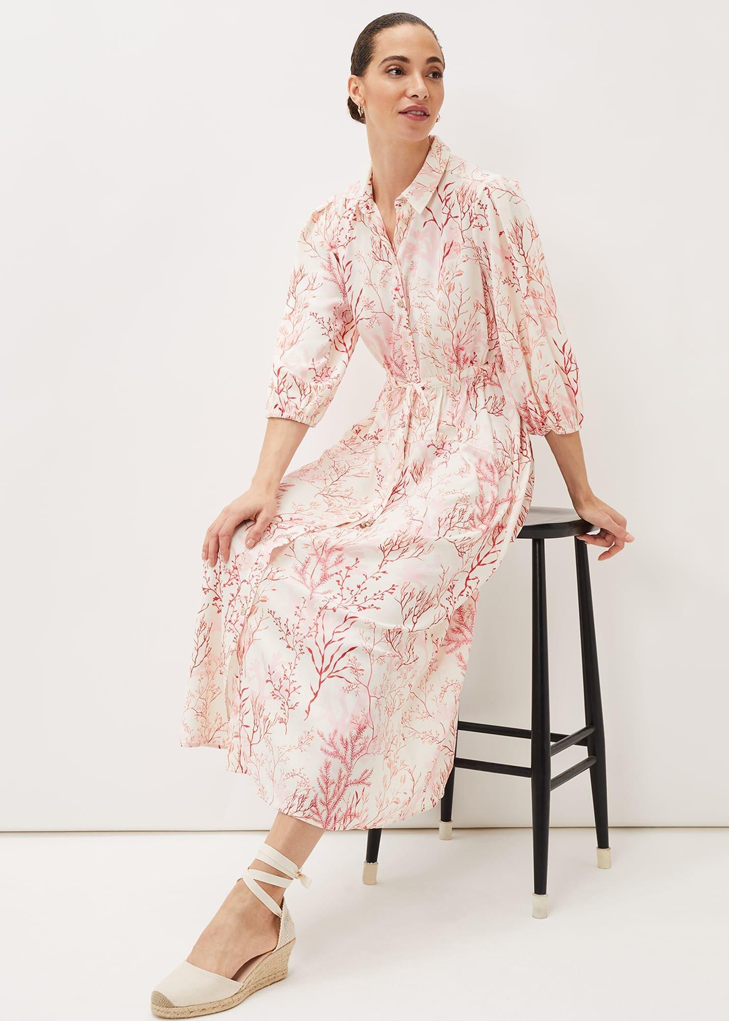 Tana Coral Printed Midi Dress