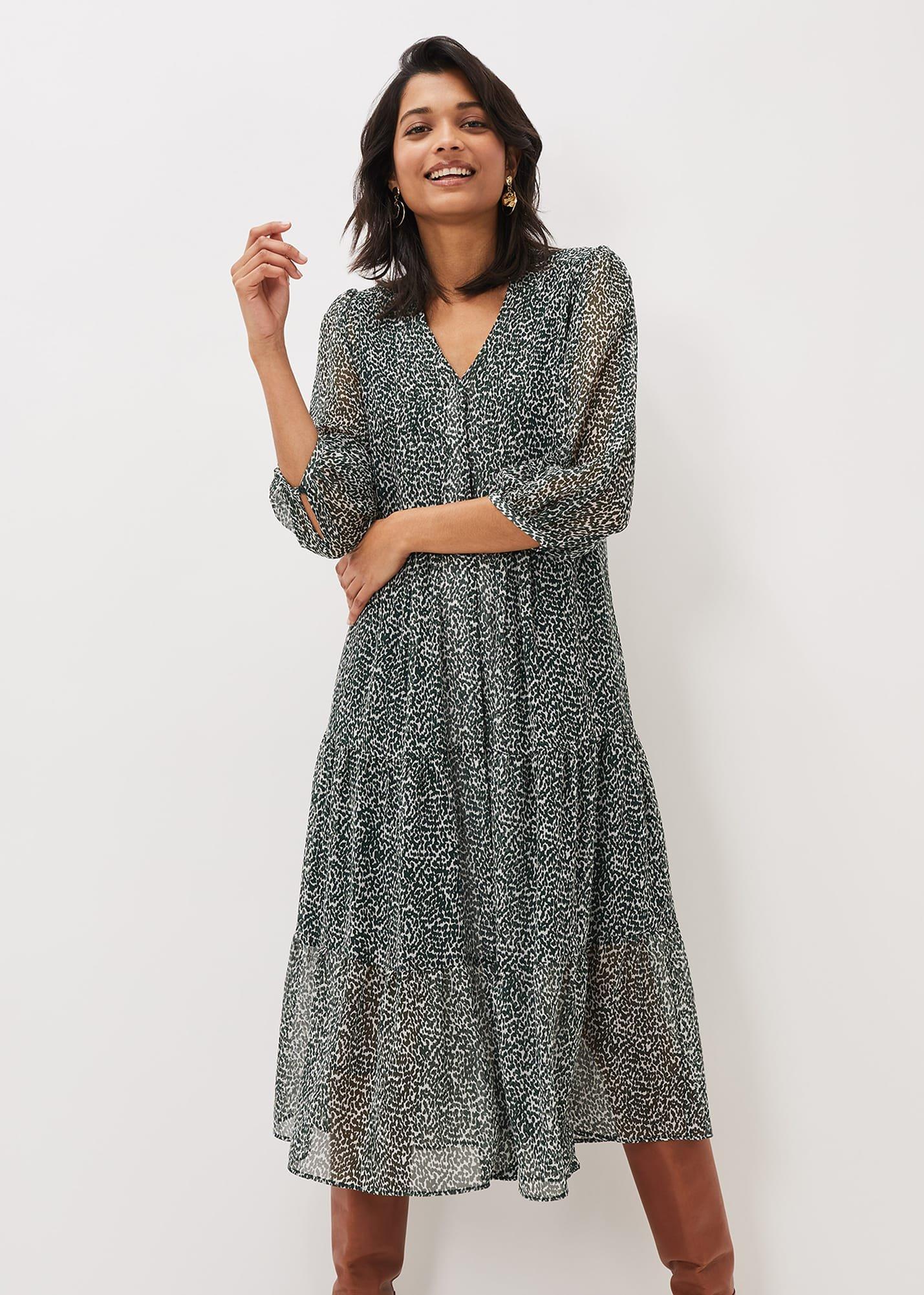 Penele Ditsy Print Chiffon Midi Dress