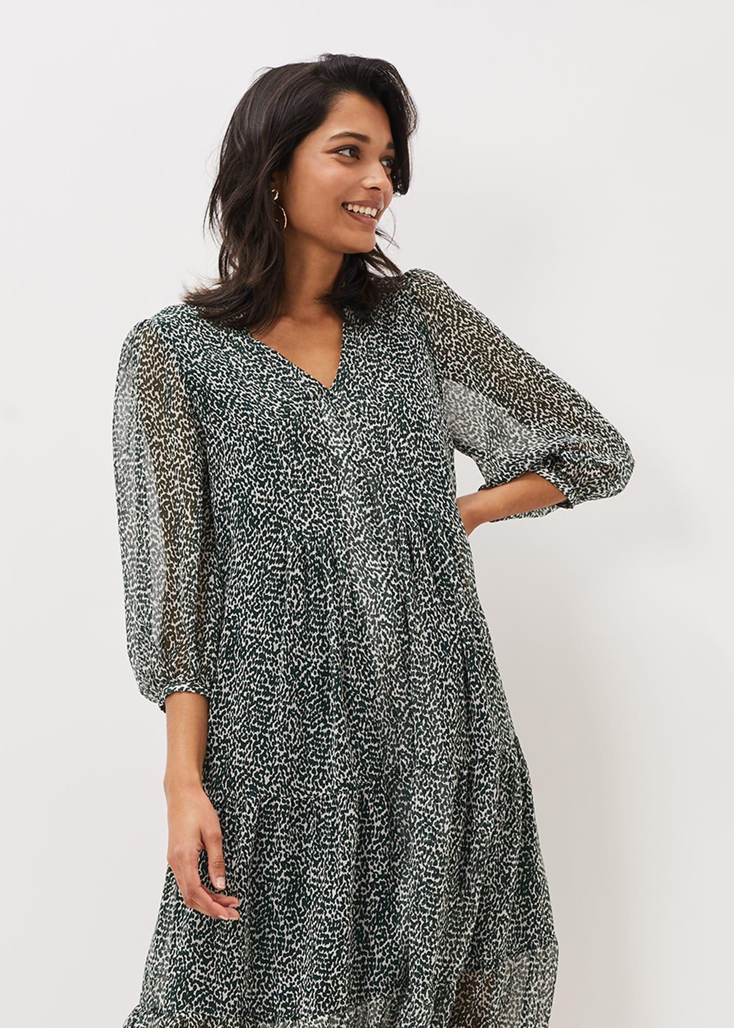 Penele Ditsy Print Chiffon Midi Dress