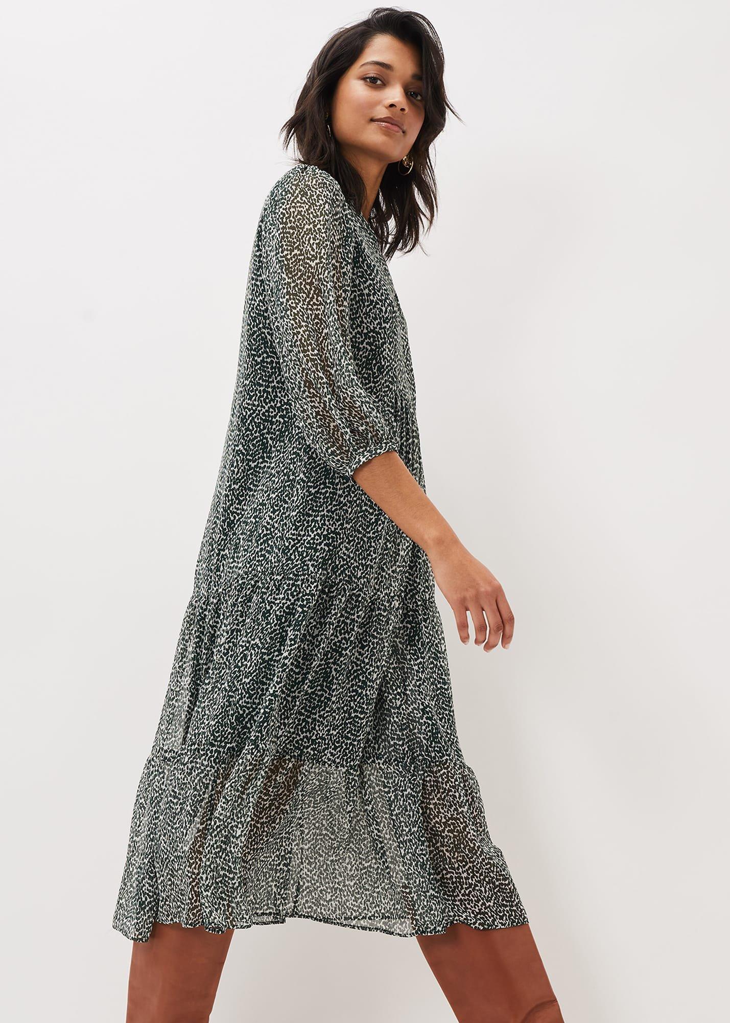 Penele Ditsy Print Chiffon Midi Dress