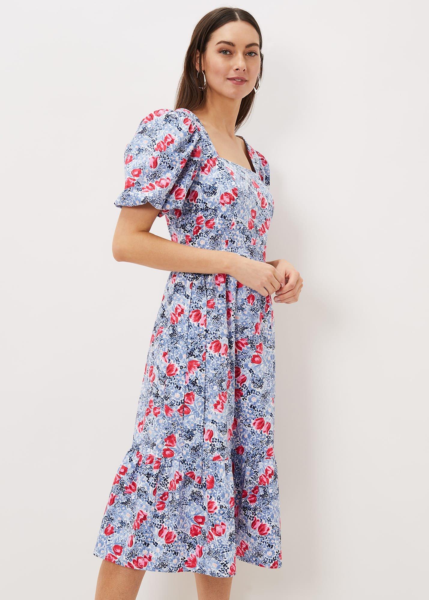 Abbiana Cotton Floral Midi Dress