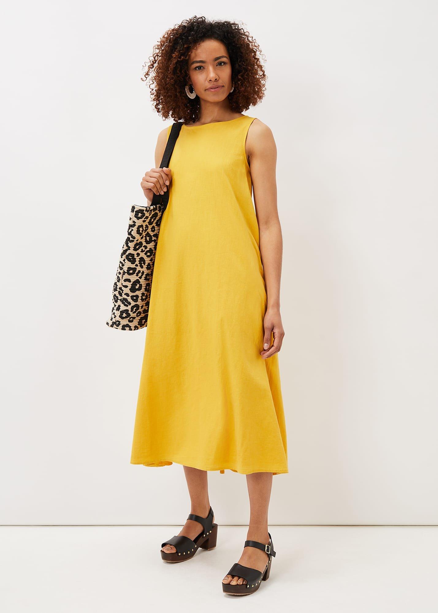 Sheila Linen Trapeze Open Back Dress