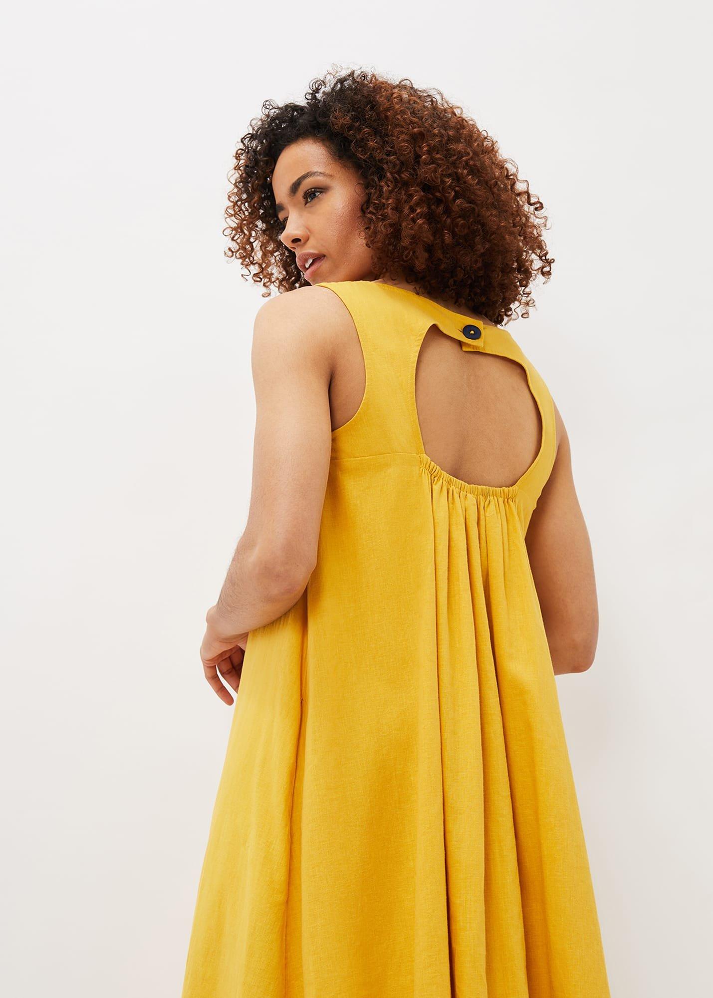 Sheila Linen Trapeze Open Back Dress