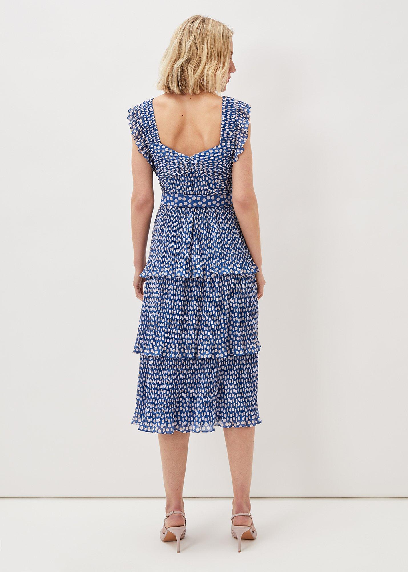 ${product-id}-Lisha Spot Pleated Tiered Midi Dress-Blue/Cream-${view-type}