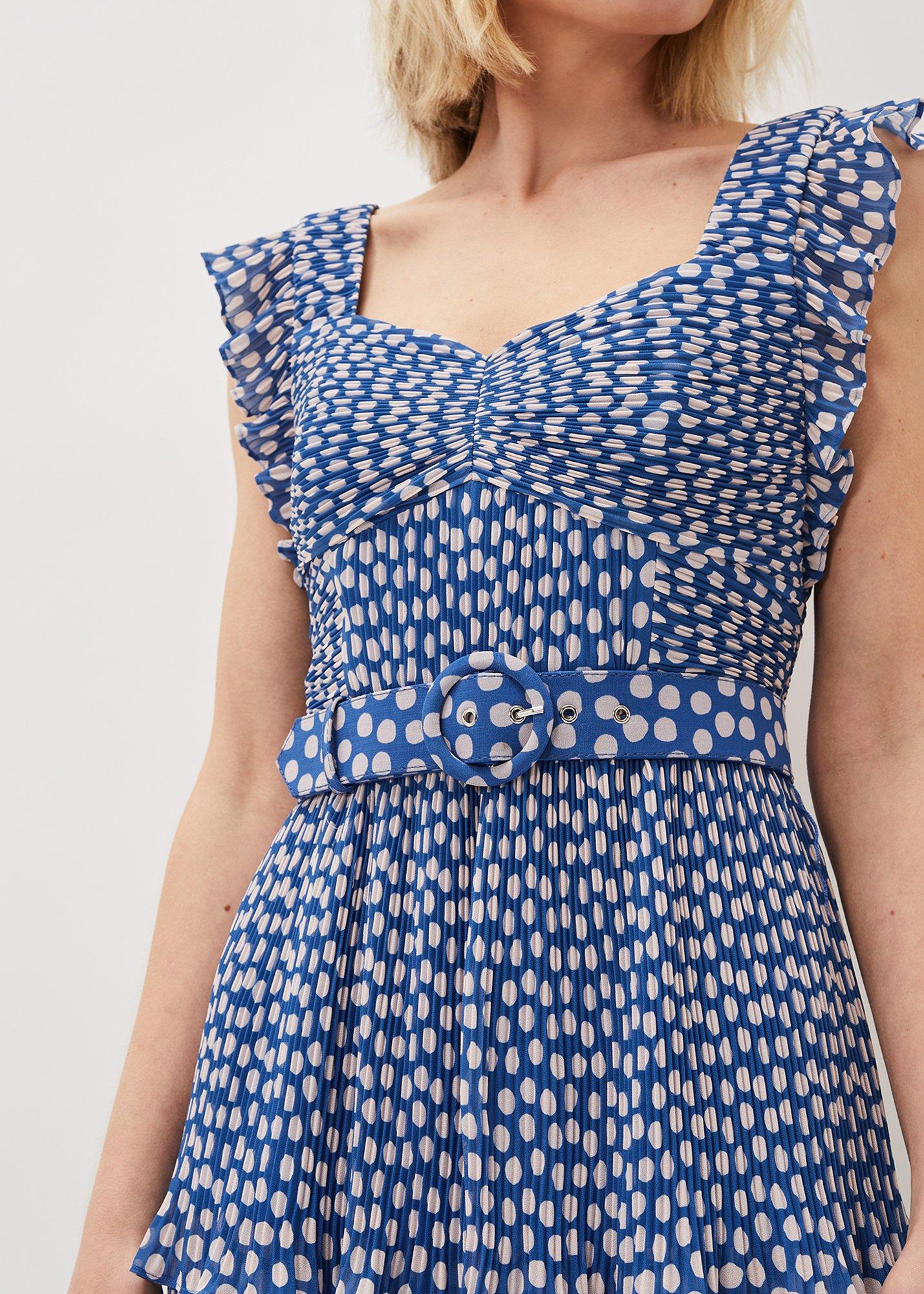 ${product-id}-Lisha Spot Pleated Tiered Midi Dress-Blue/Cream-${view-type}