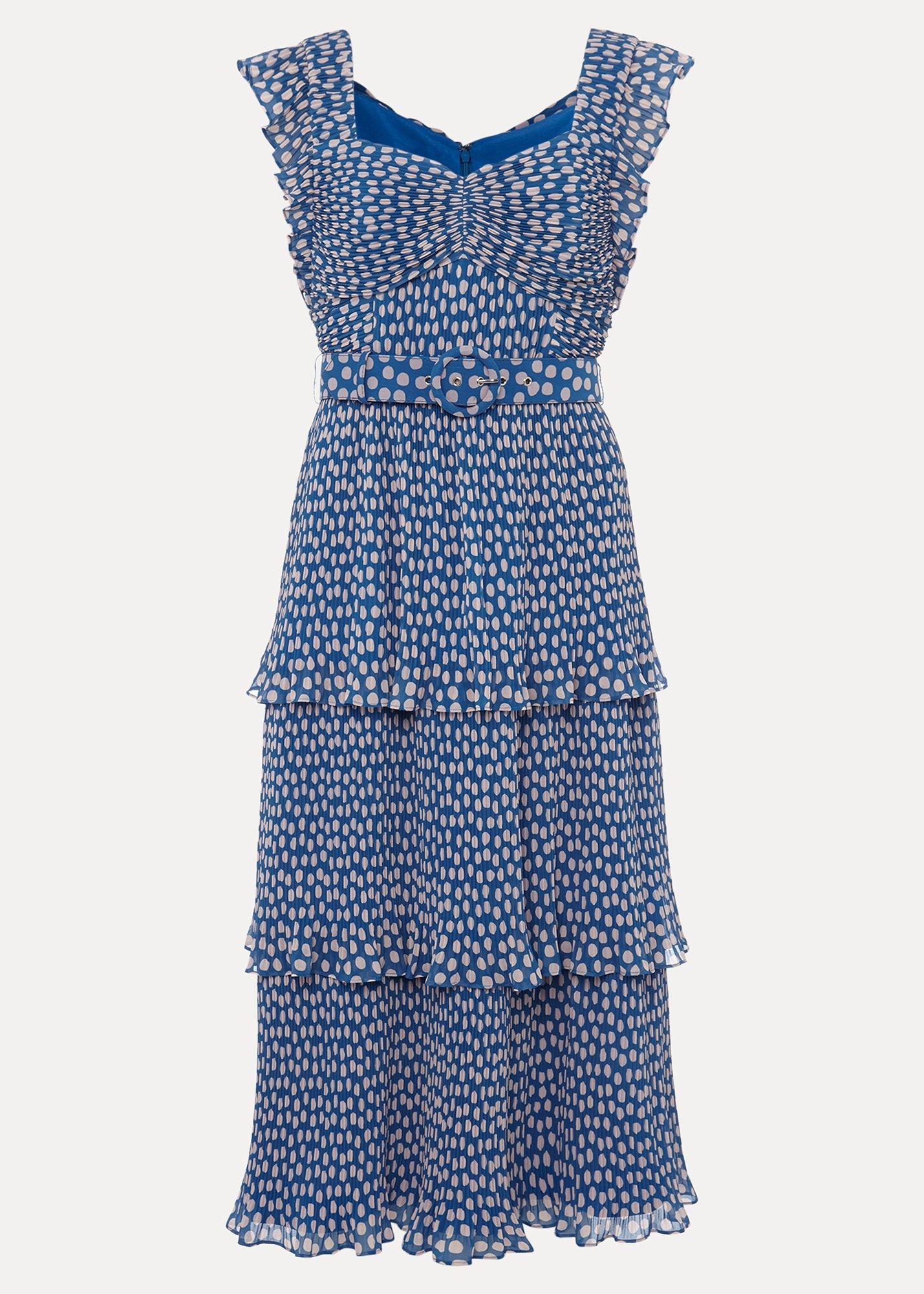 ${product-id}-Lisha Spot Pleated Tiered Midi Dress-Blue/Cream-${view-type}