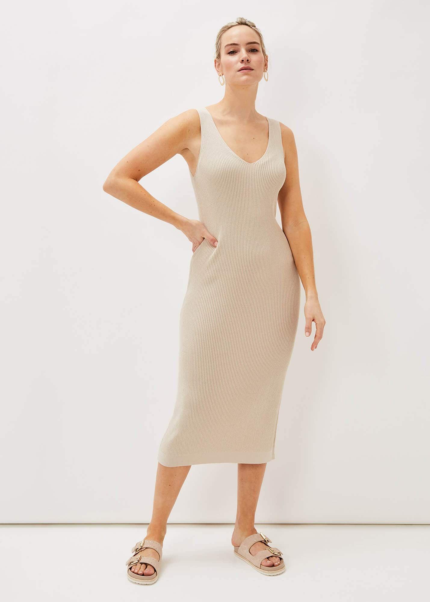 Lindan Ribbed Knit Midi Dress