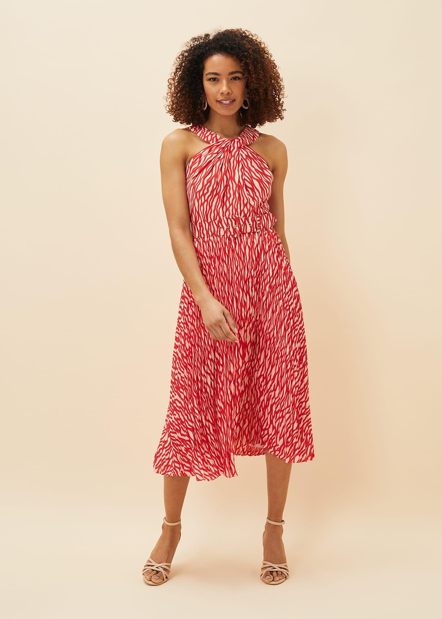Yas Abstract Print Halterneck Dress