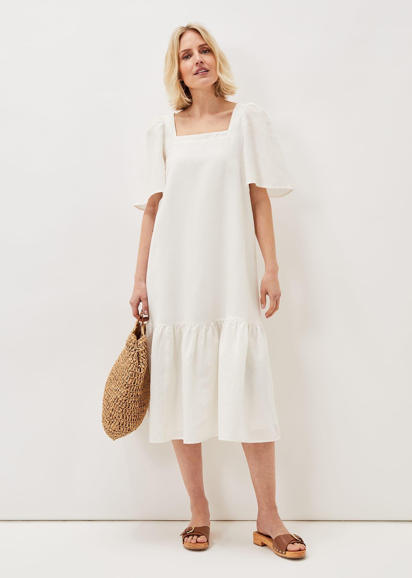 Claria White Midi Dress