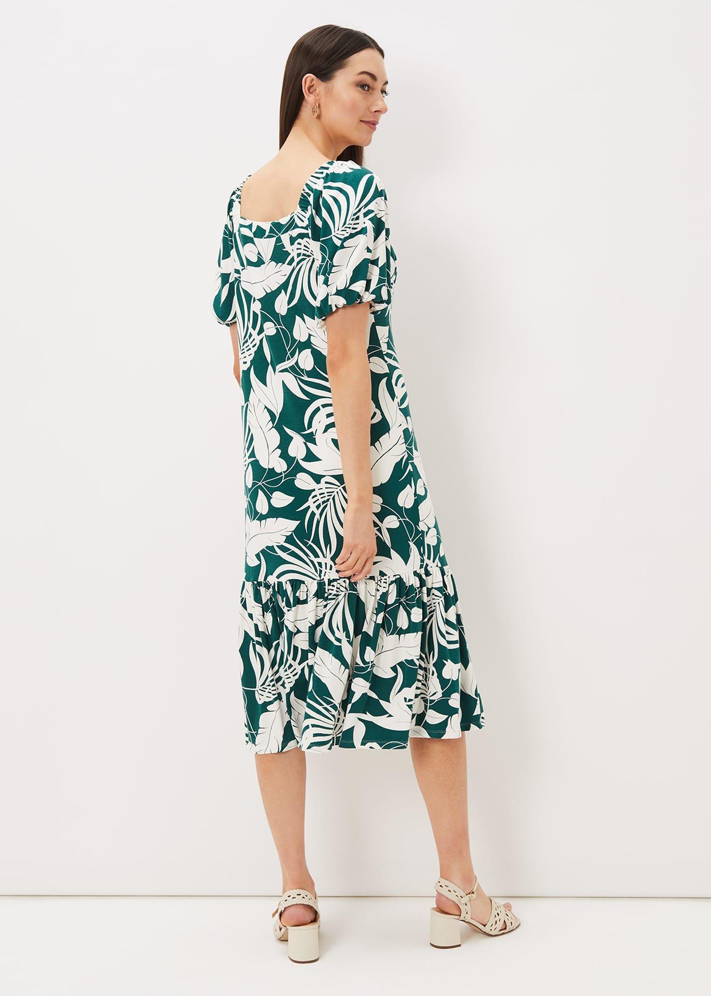 Aayra Palm Print Midaxi Dress