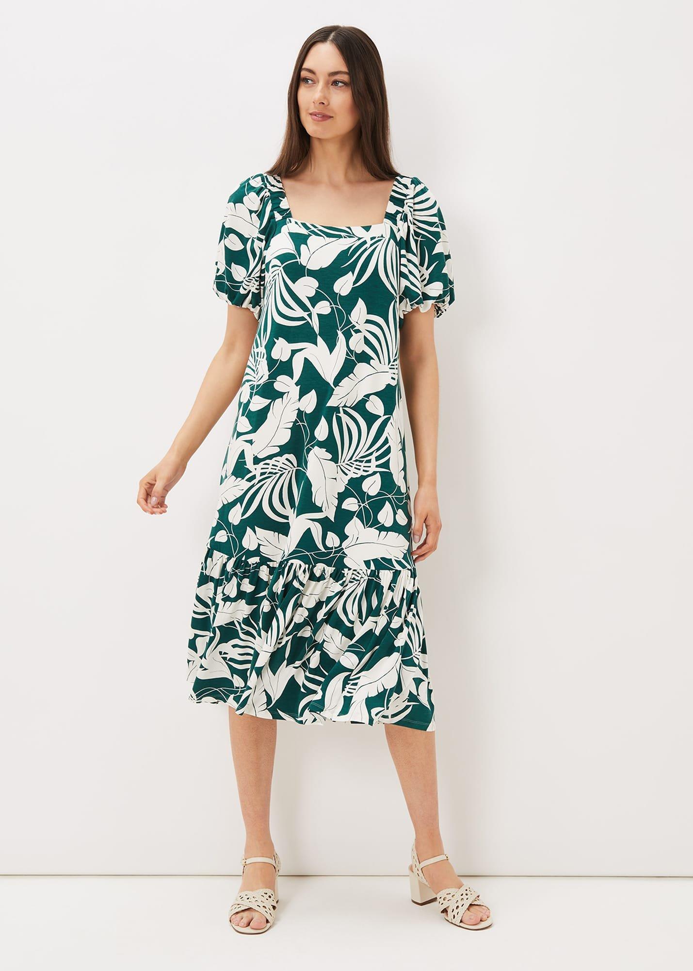 Aayra Palm Print Midaxi Dress