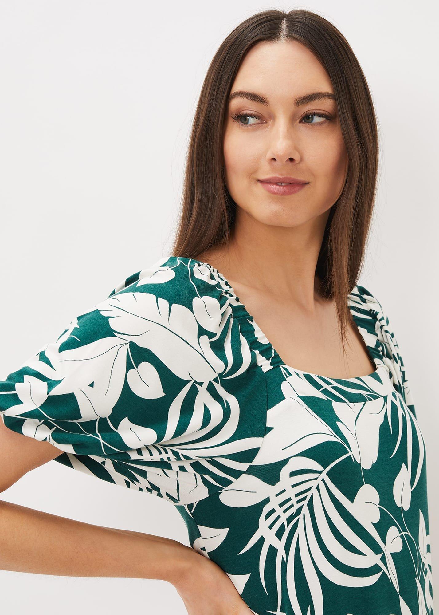Aayra Palm Print Midaxi Dress