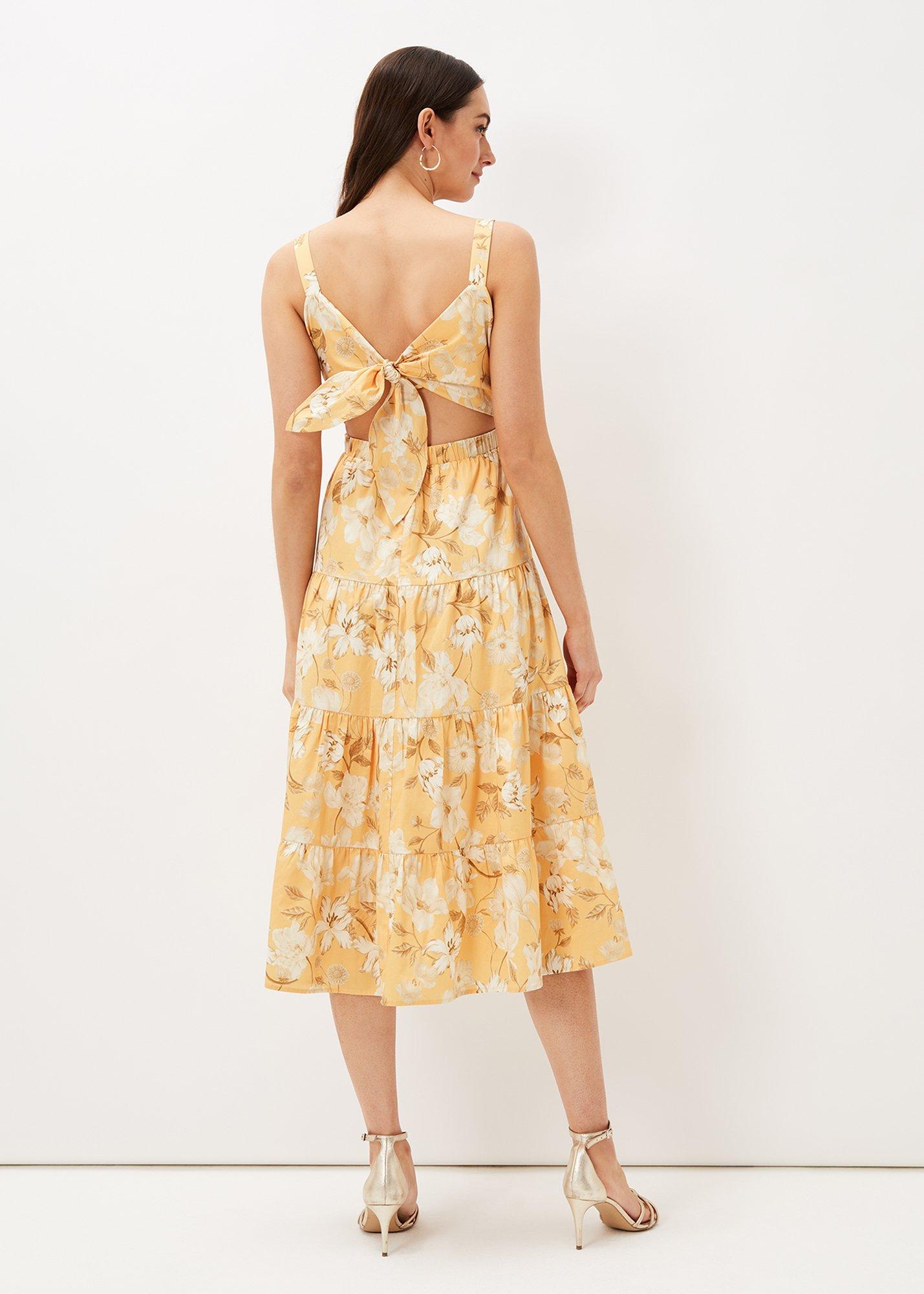 ${product-id}-Elaina Cotton Floral Tiered Midi Dress-Gelb/Multi-${view-type}