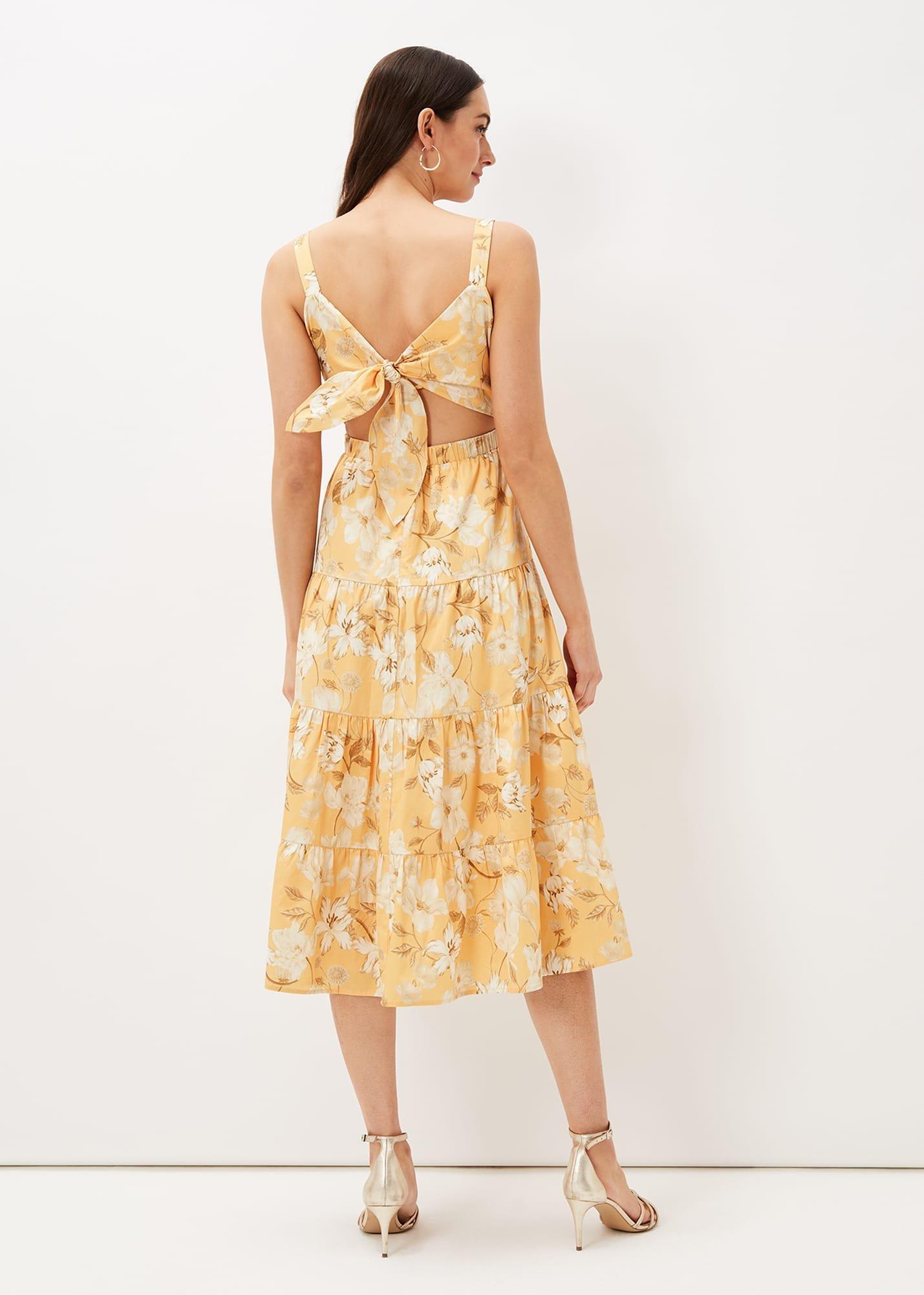 Elaina Cotton Floral Tiered Midi Dress
