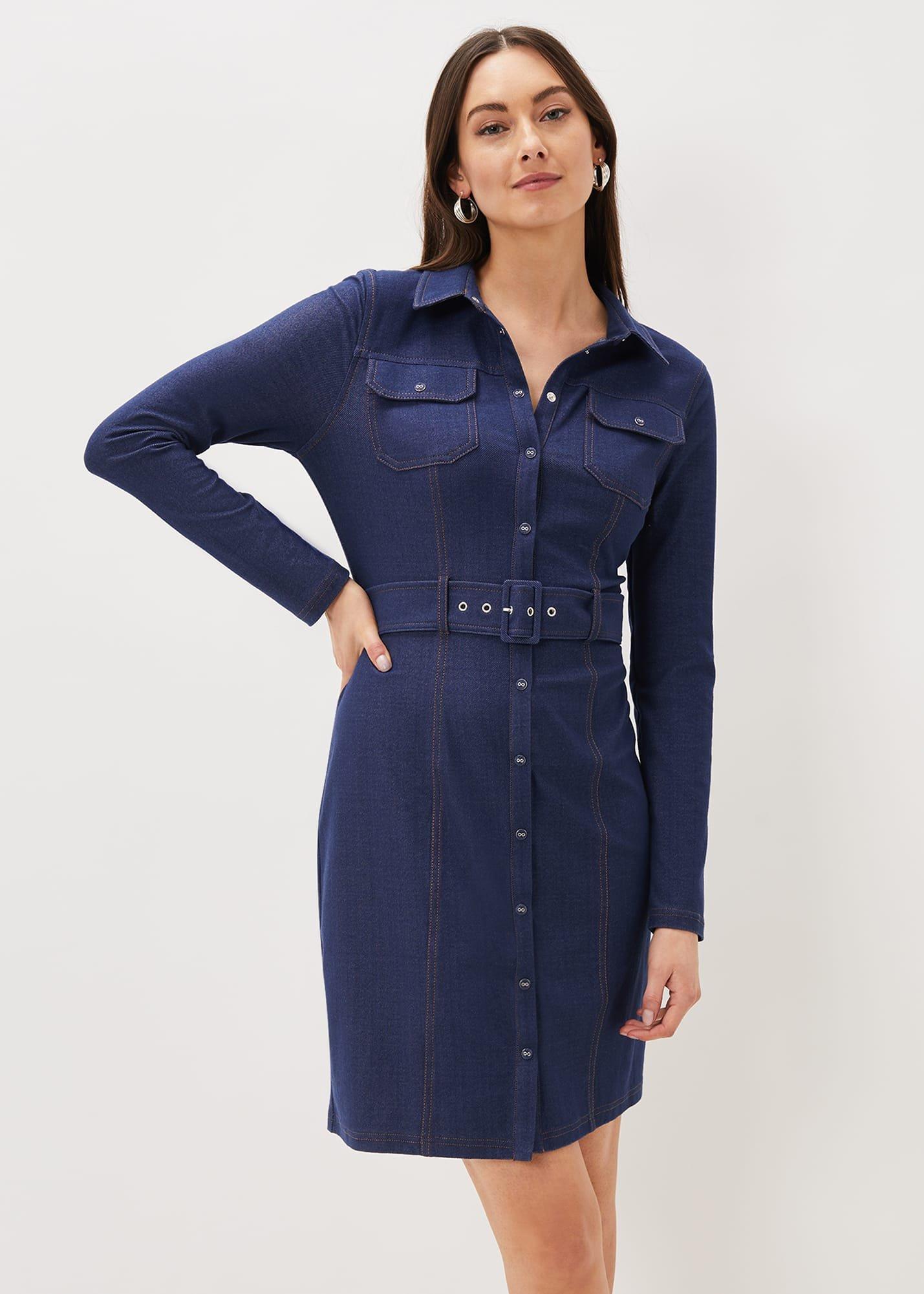 Kathryn Denim Fitted Jersey Dress