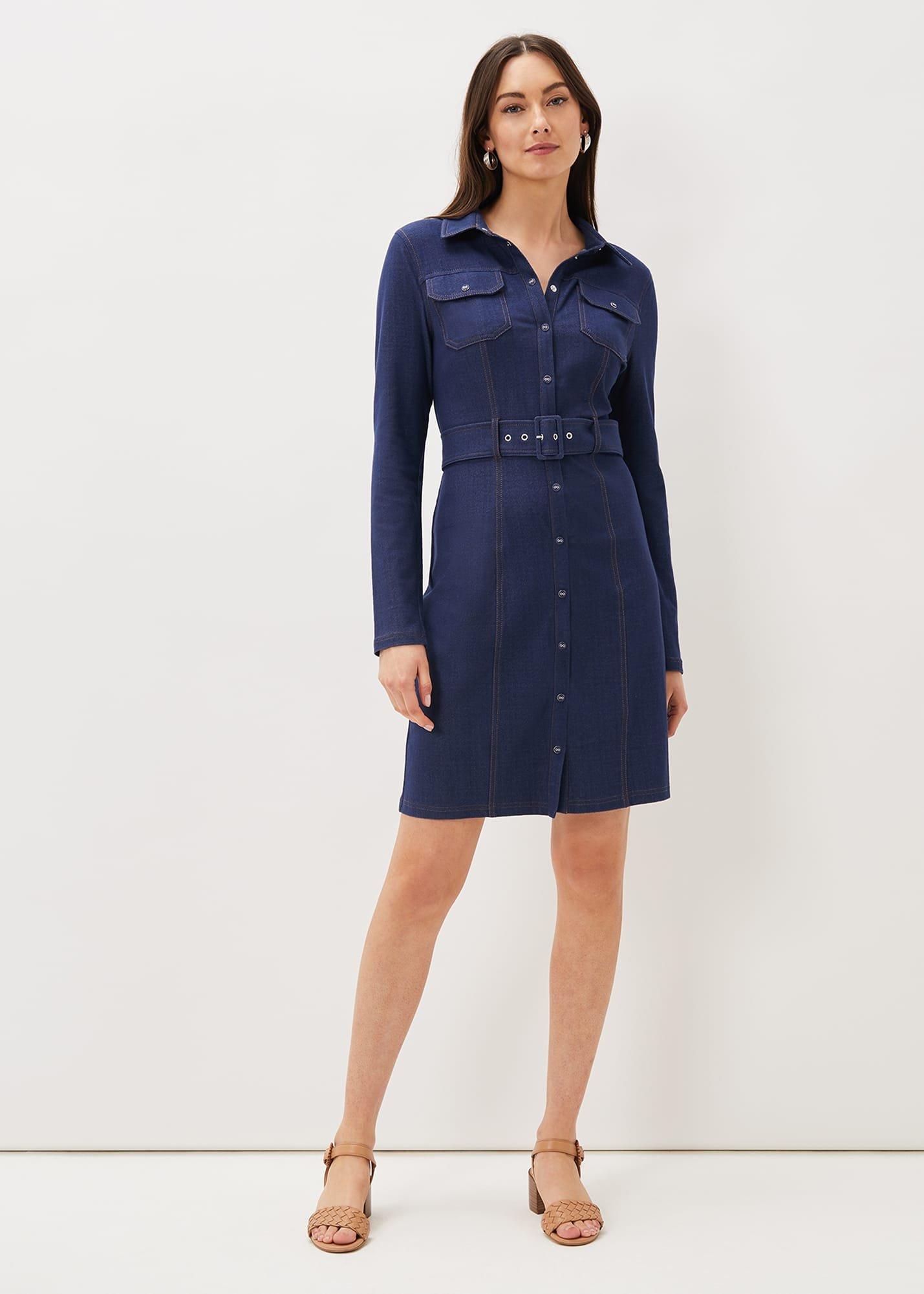 Kathryn Denim Fitted Jersey Dress