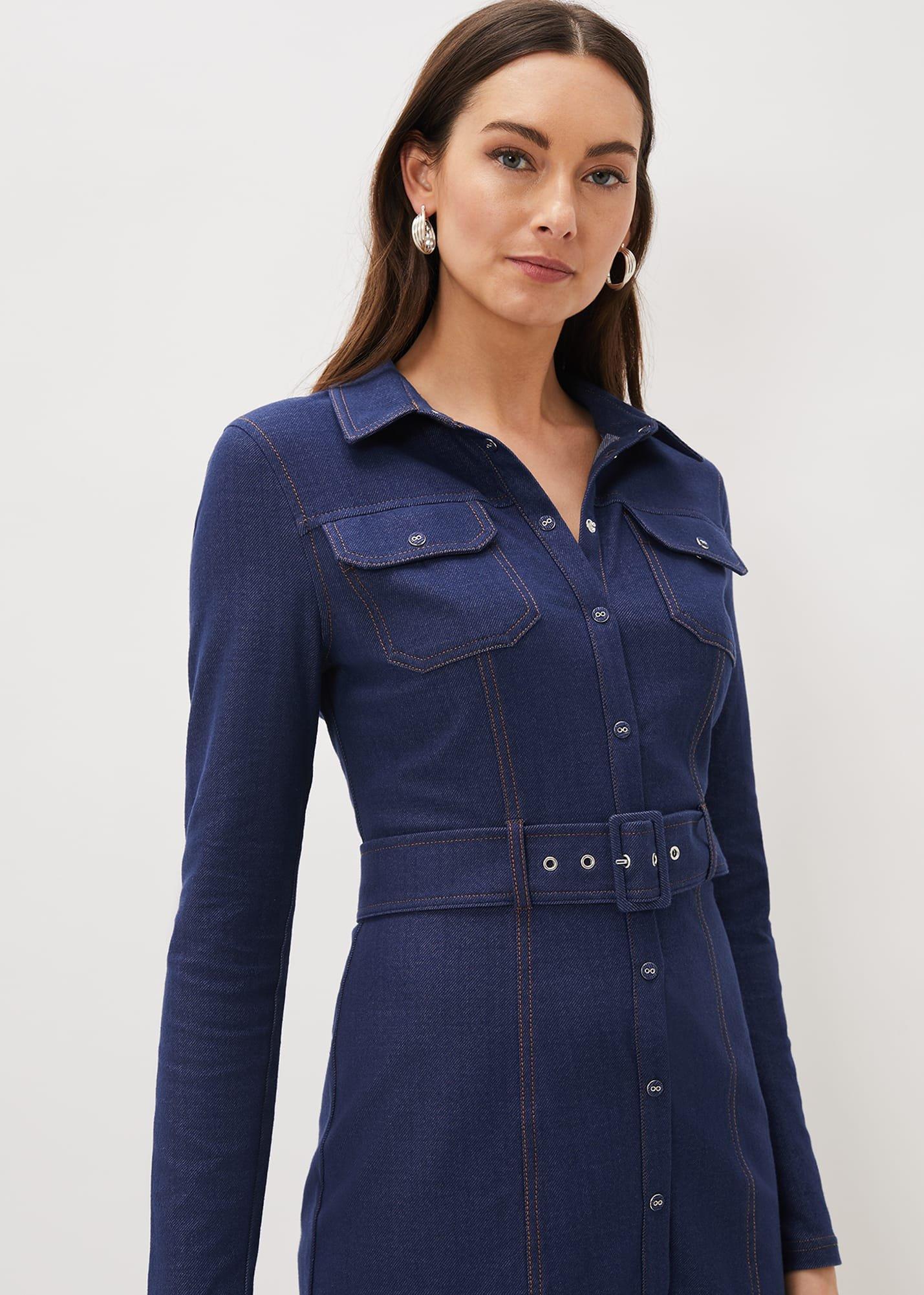 Kathryn Denim Fitted Jersey Dress