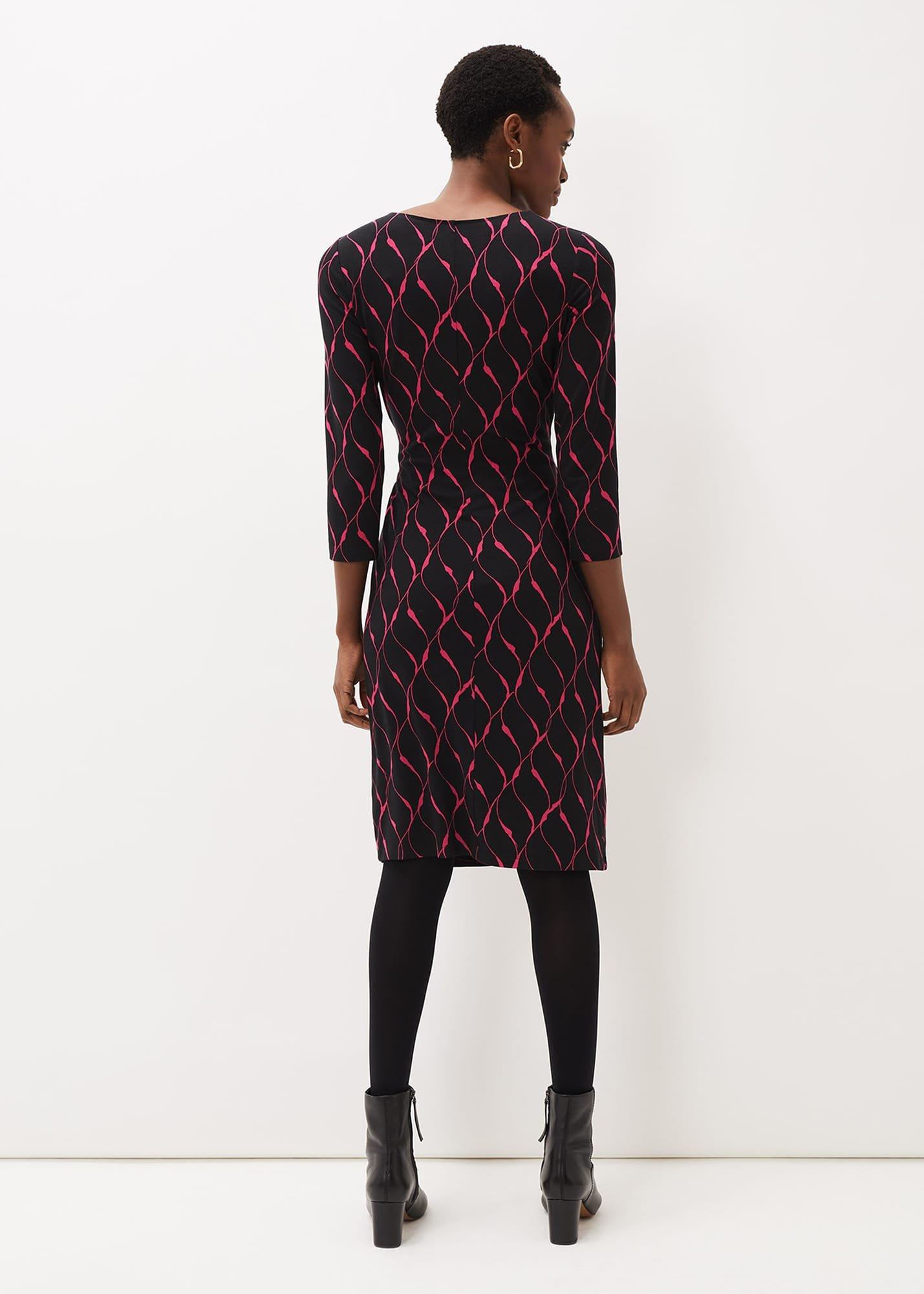 Ally Abstract Print Fitted Jersey Dress