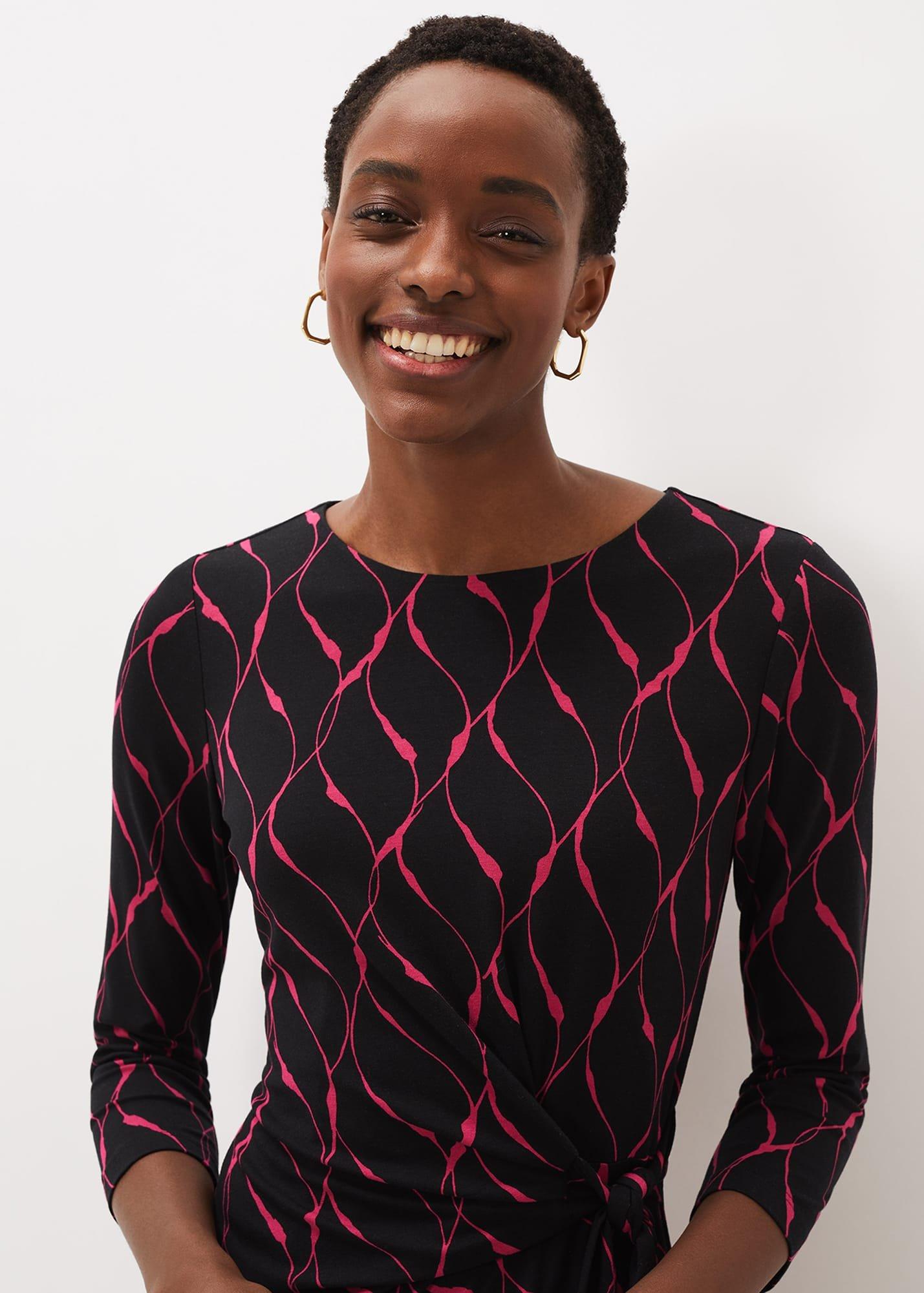 Ally Abstract Print Fitted Jersey Dress