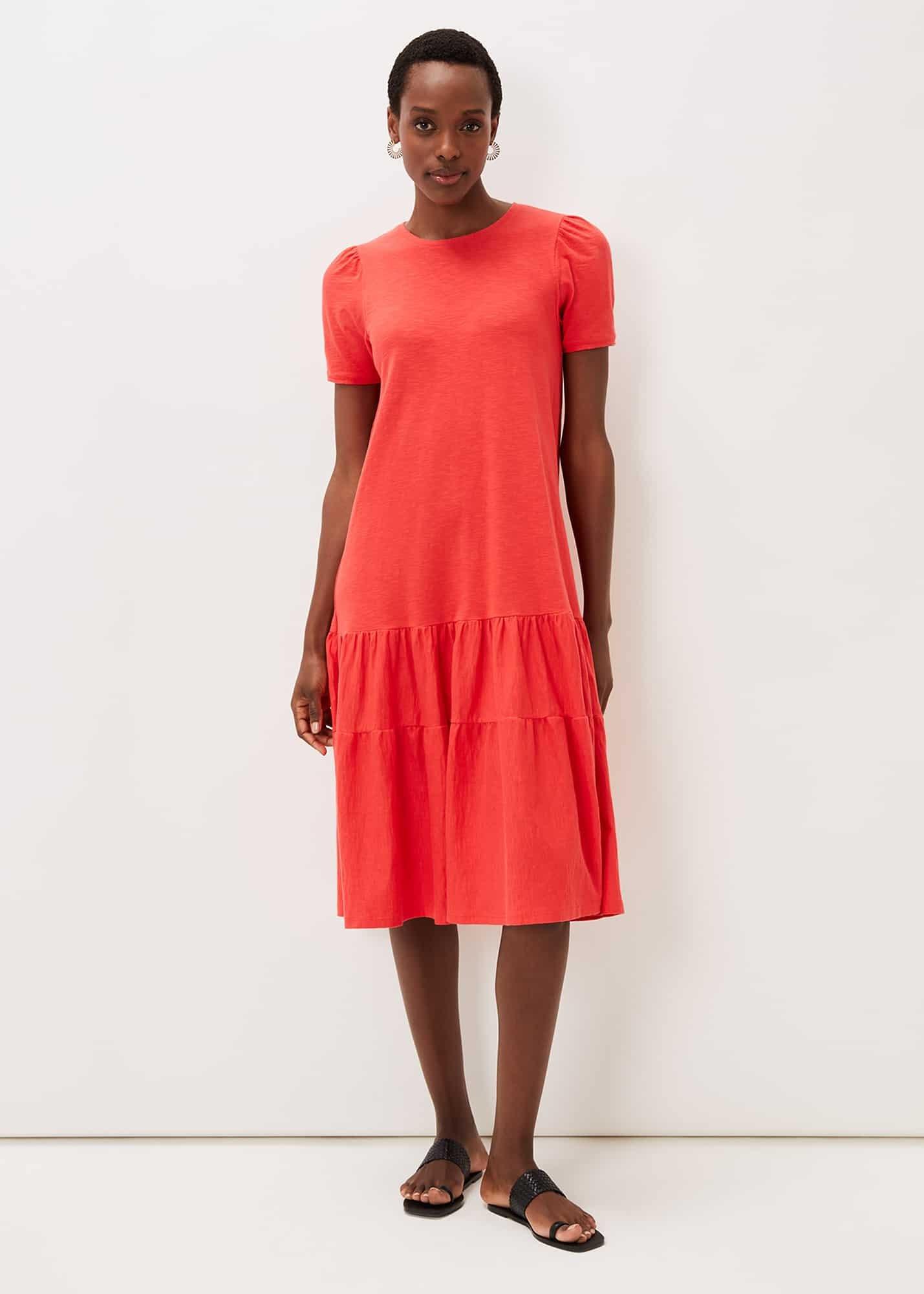 Elizebeth Cotton Tiered Midi Dress