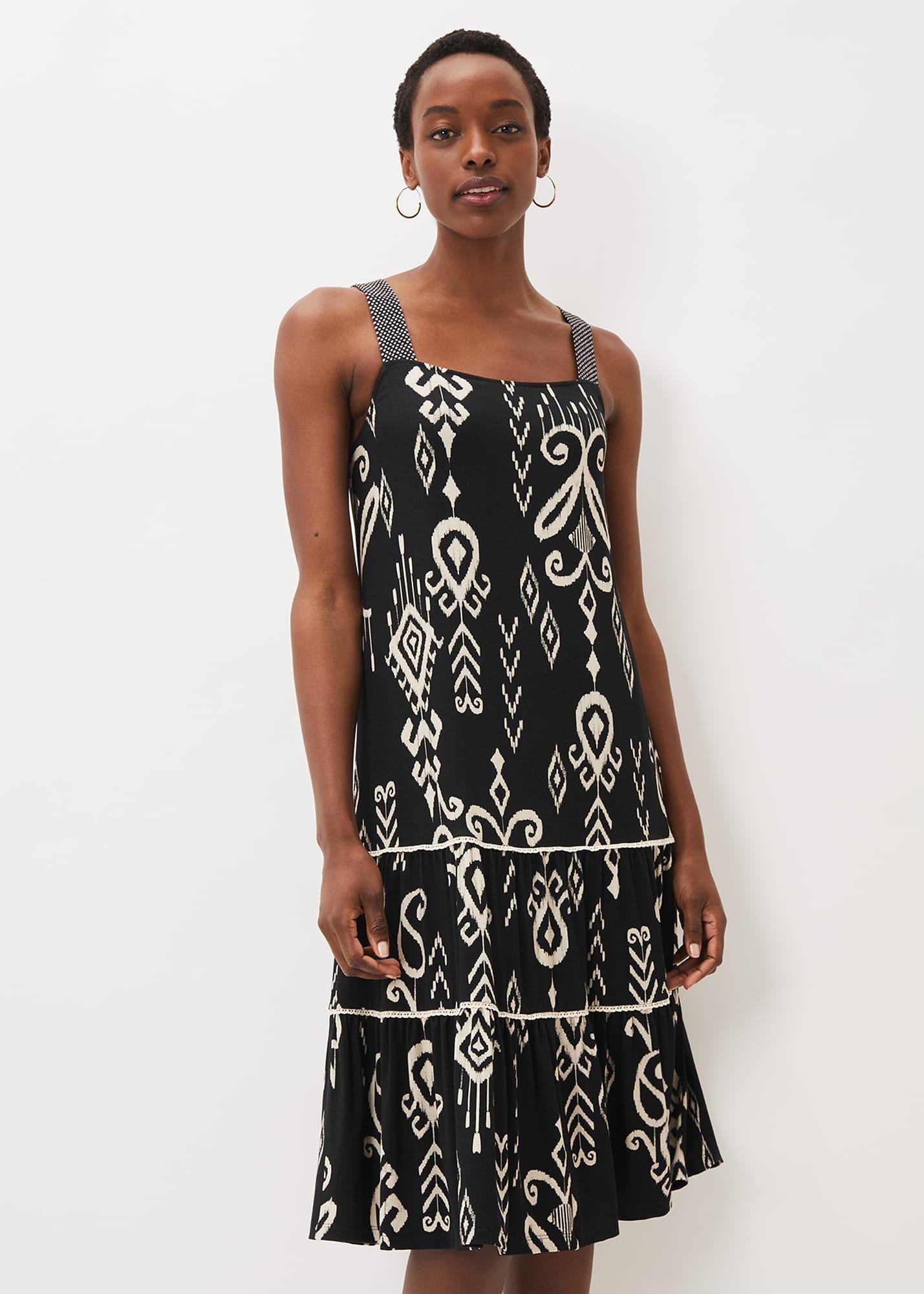 Malaya Ikat Print Midi Dress