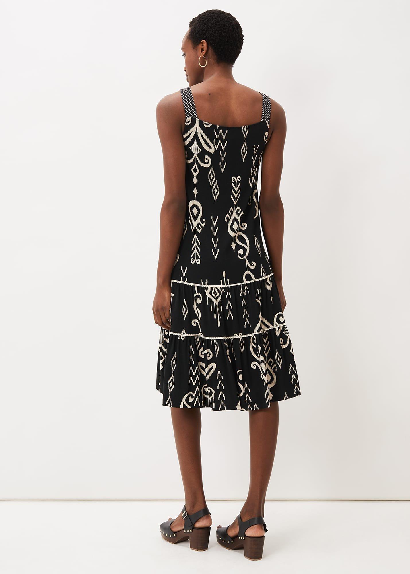 Malaya Ikat Print Midi Dress