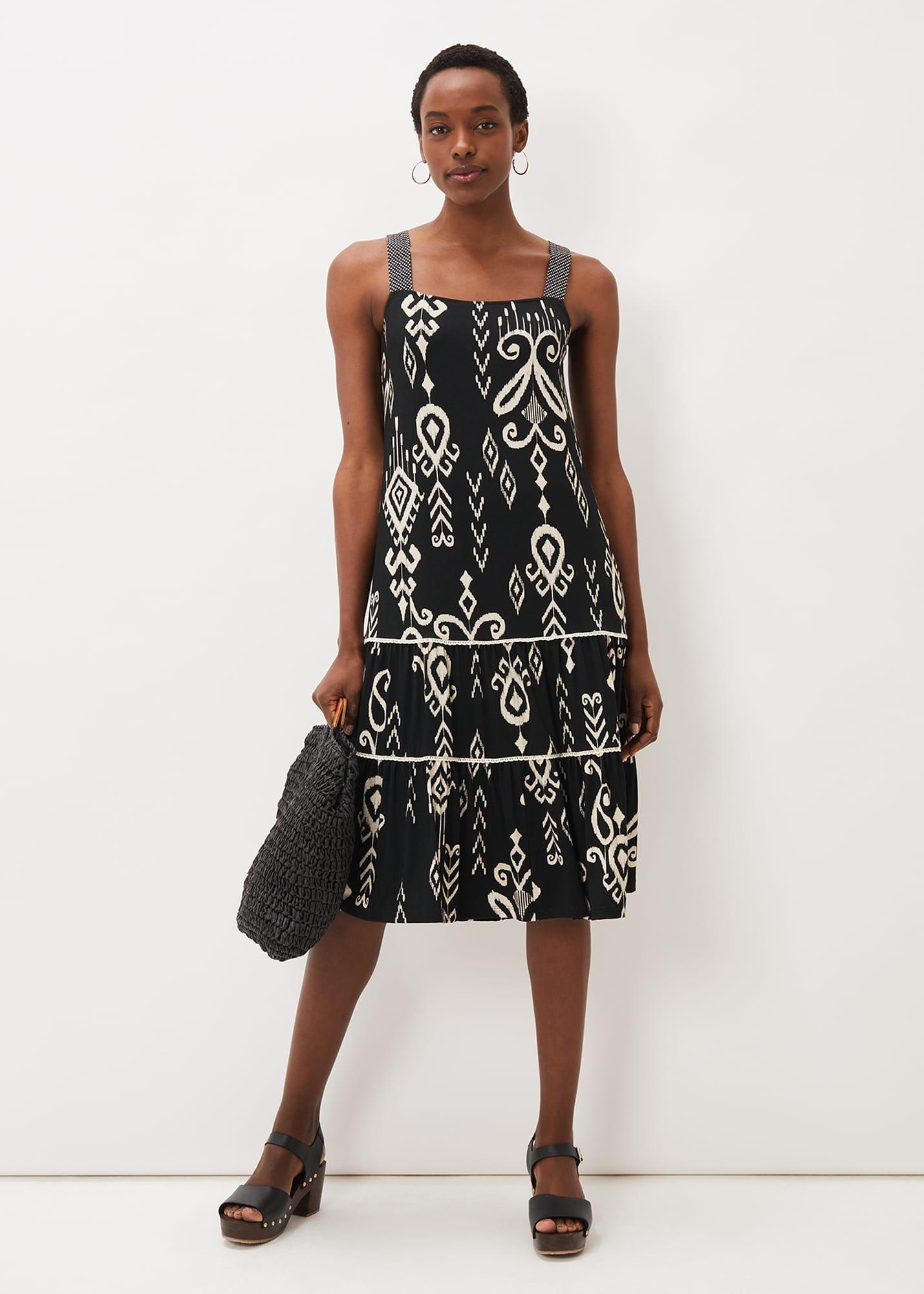 Malaya Ikat Print Midi Dress