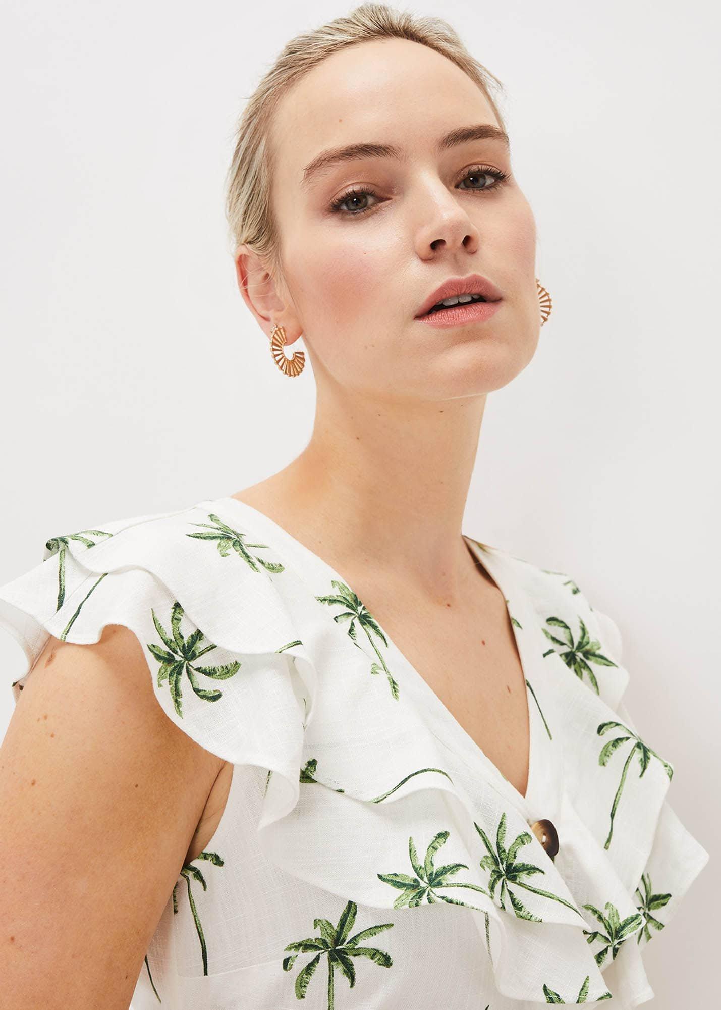 Jamilla Palm Print Midi Dress