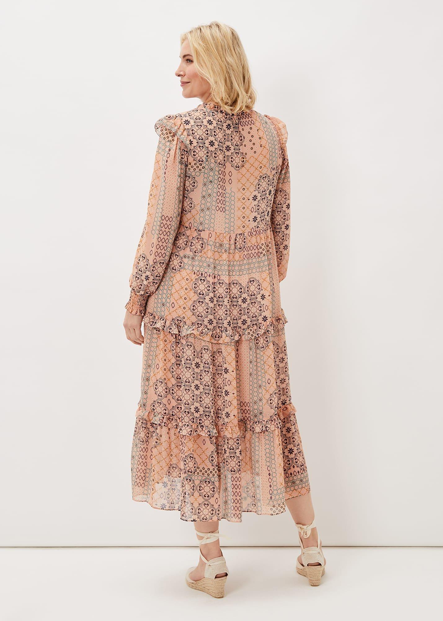 Ailsa Geometric Print Chiffon Midi Dress