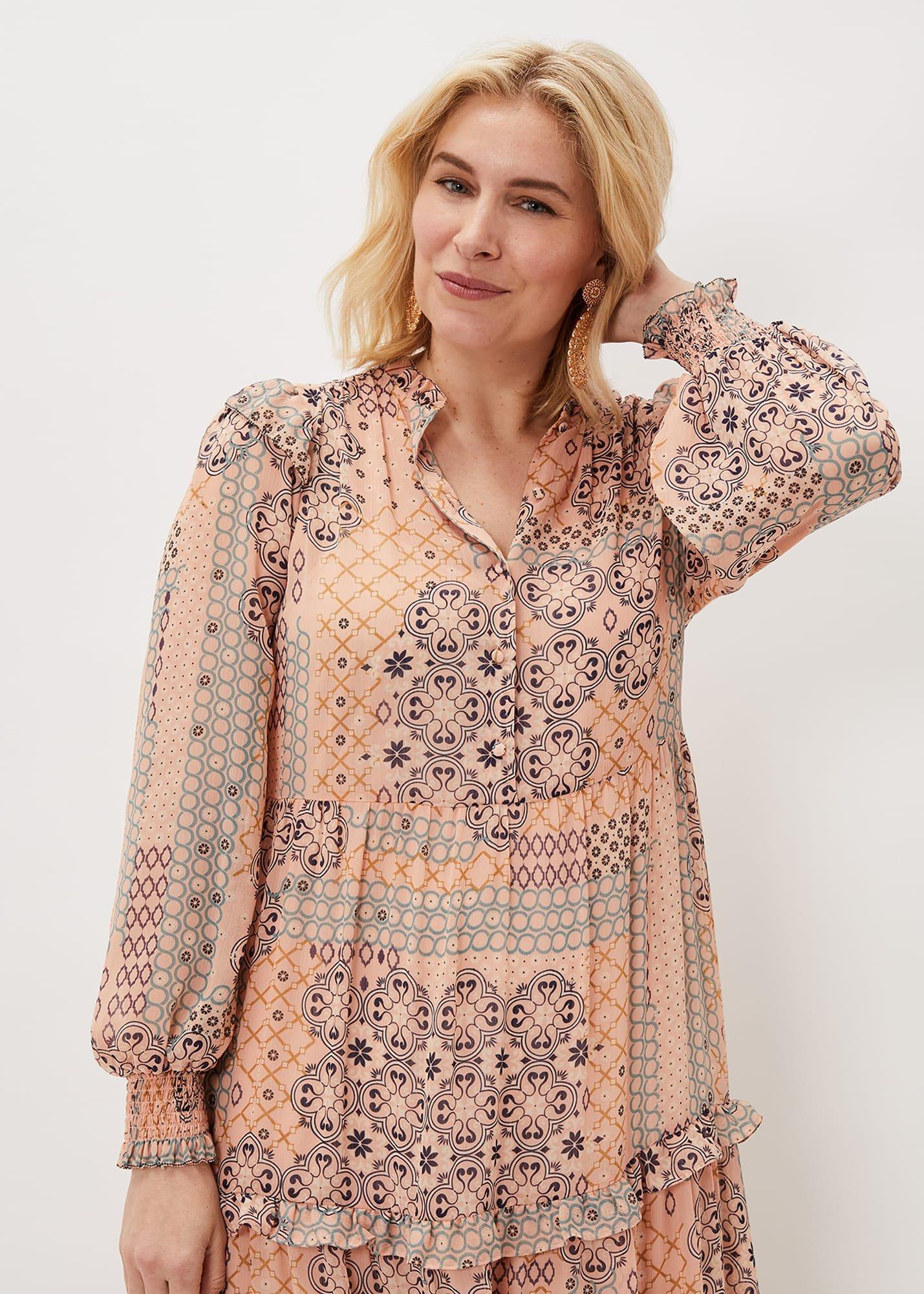 Ailsa Geometric Print Chiffon Midi Dress