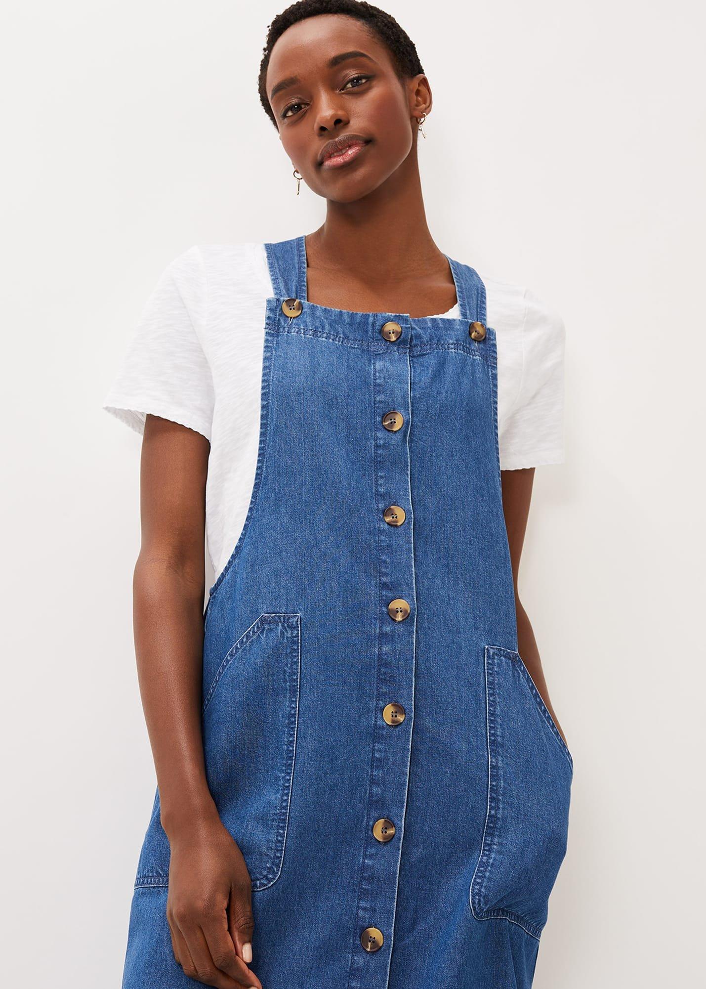 Irena Denim Pinafore Dress | Phase Eight ROW |