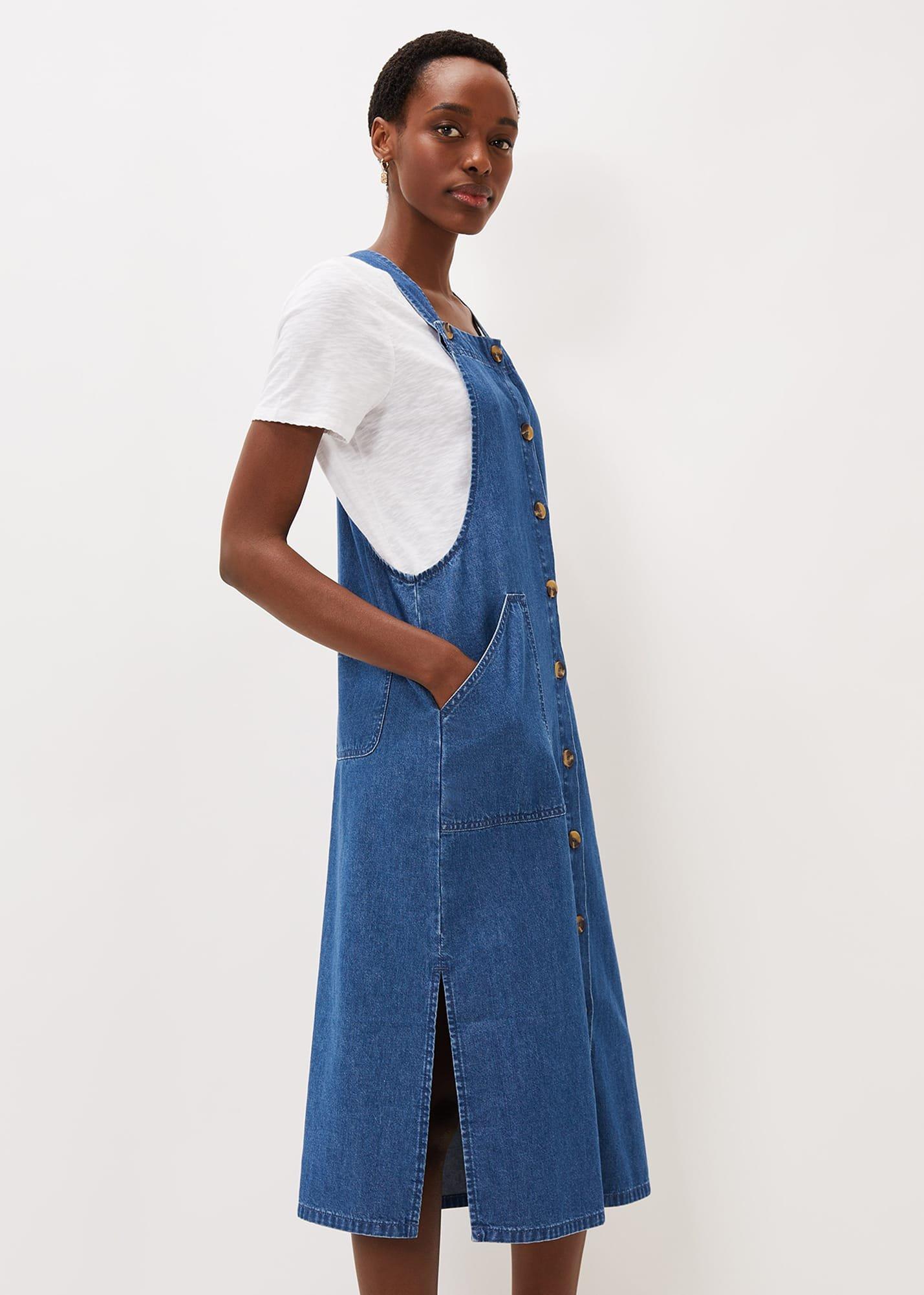 chinese dress ladies Succubus Clothing Hailey Denim Pinafore Flare Dress Navy main image 1