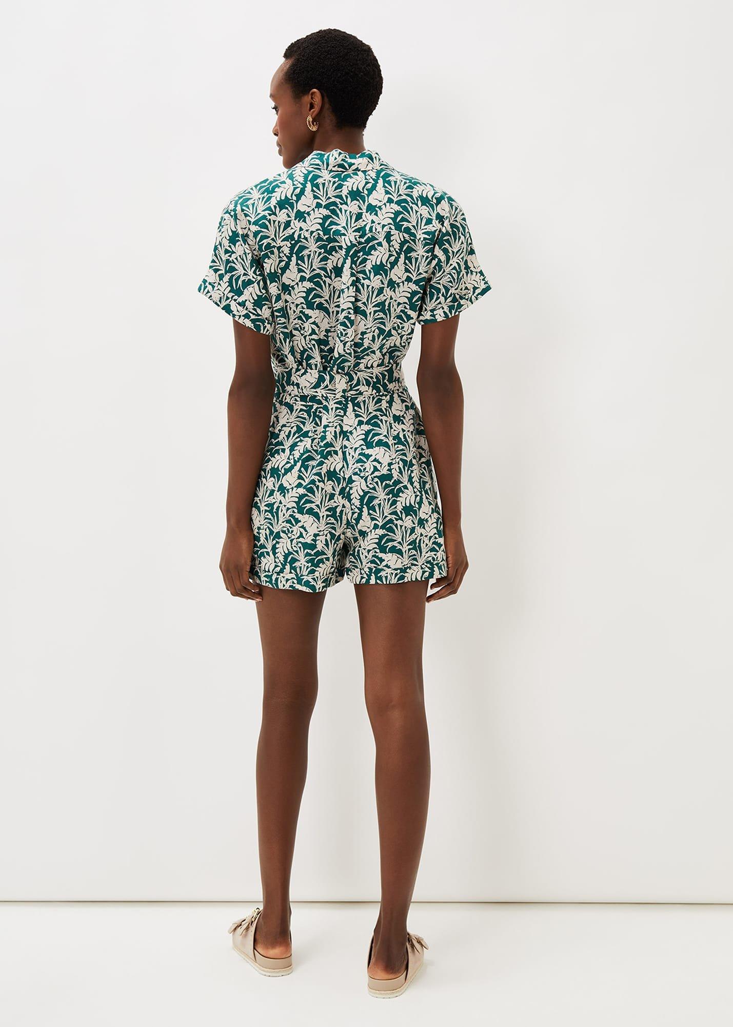 Lissa Linen Palm Print Playsuit