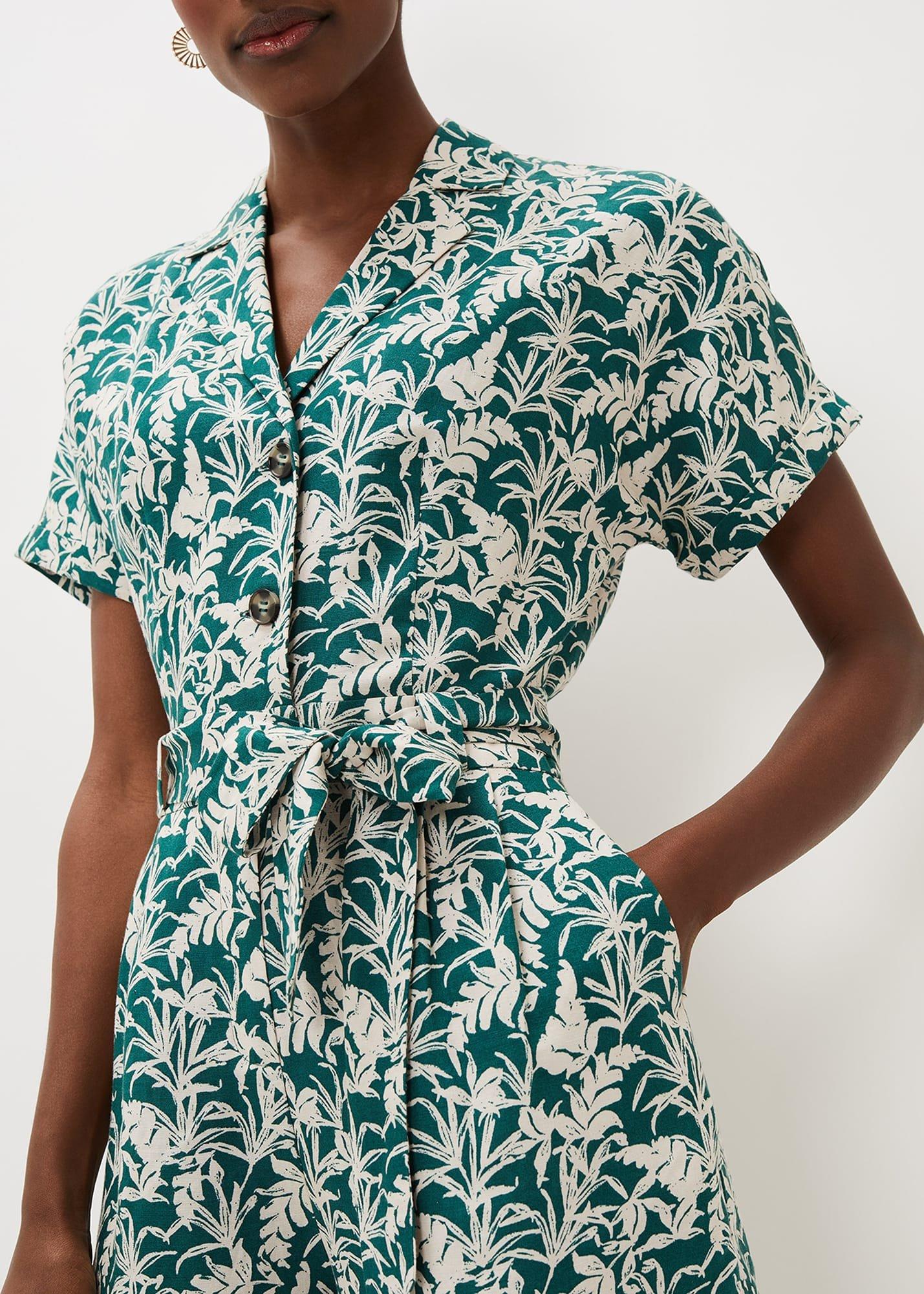 Lissa Linen Palm Print Playsuit