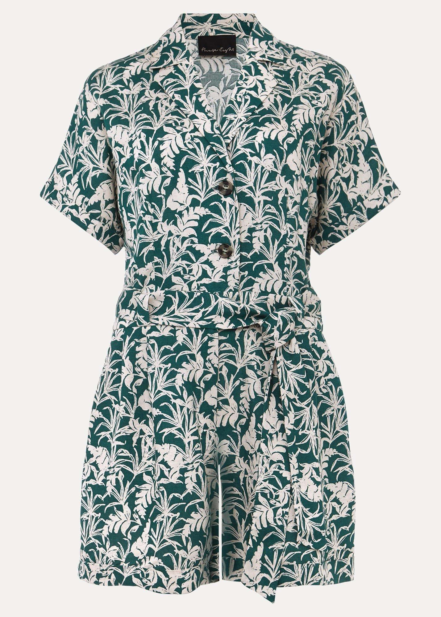 Lissa Linen Palm Print Playsuit