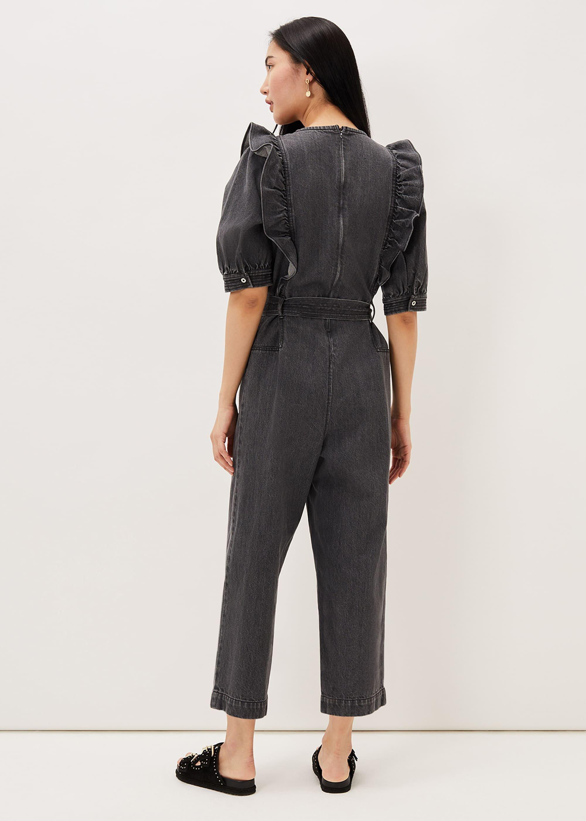 Flora Denim Frill Jumpsuit