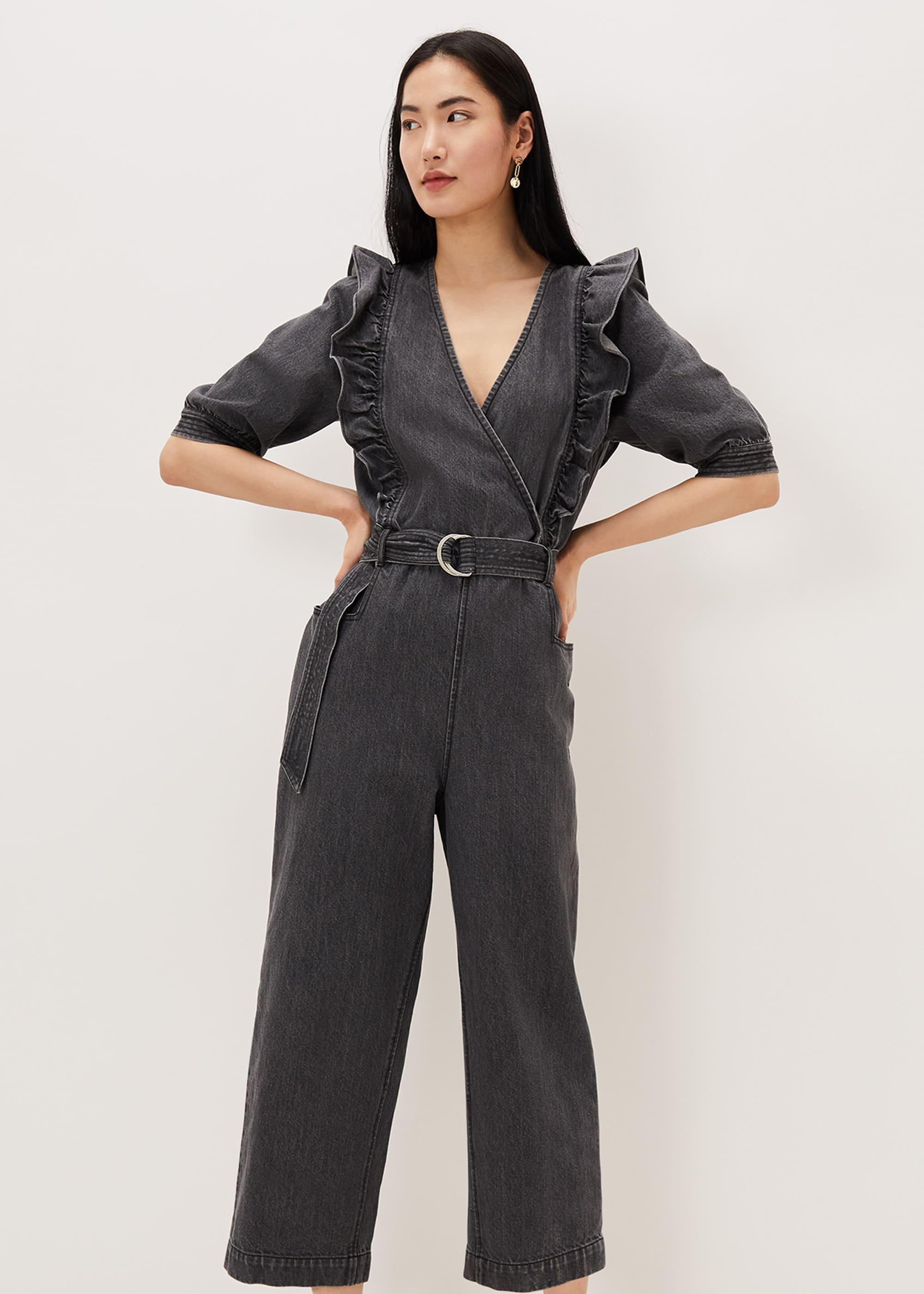 Flora Denim Frill Jumpsuit