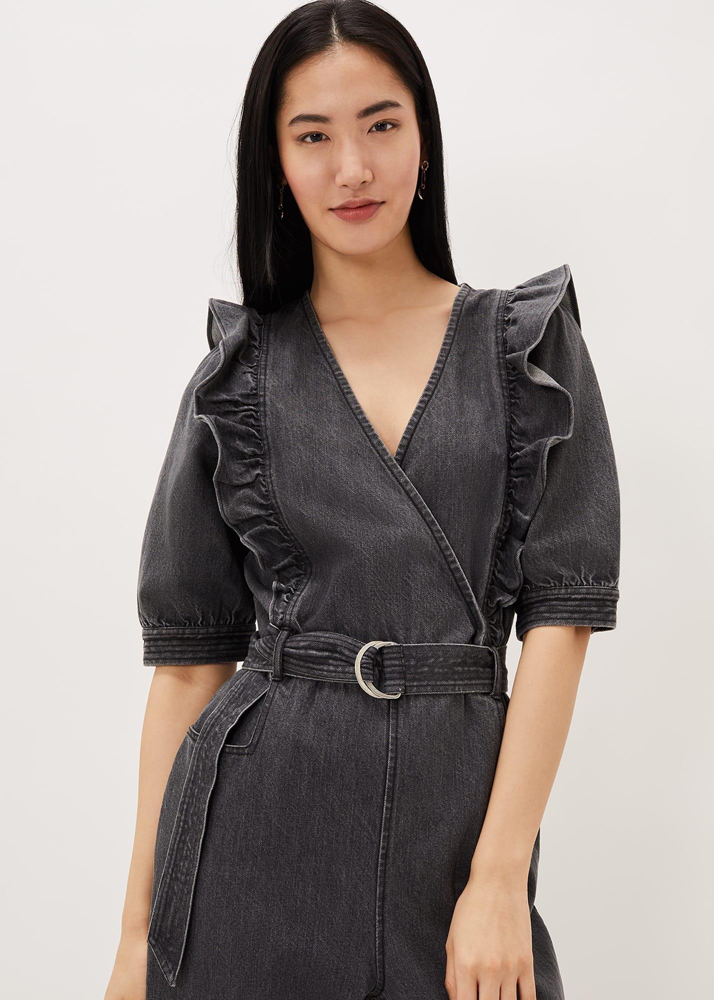 Flora Denim Frill Jumpsuit