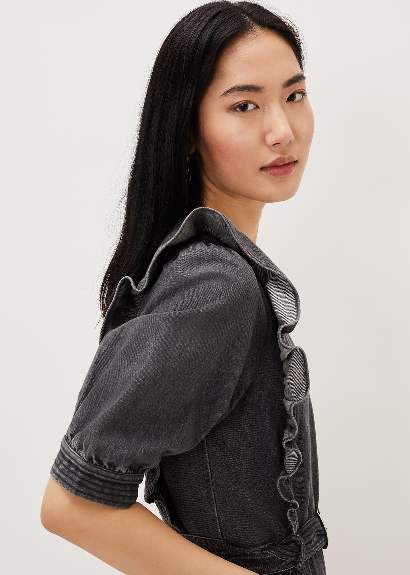 Flora Denim Frill Jumpsuit