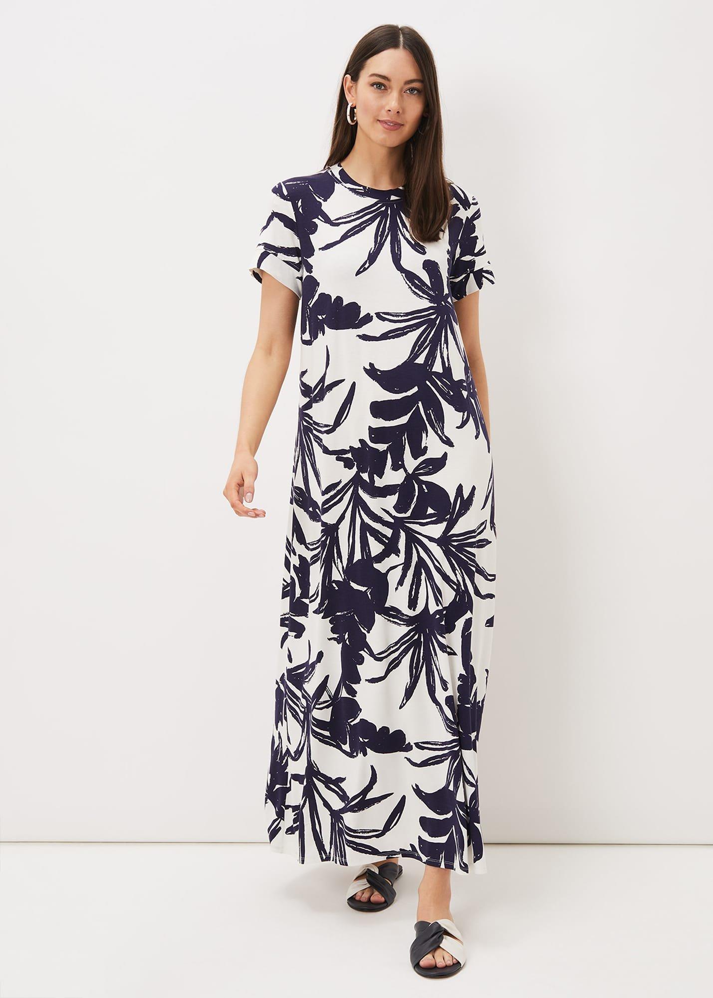 Michaela Palm Print Maxi Dress