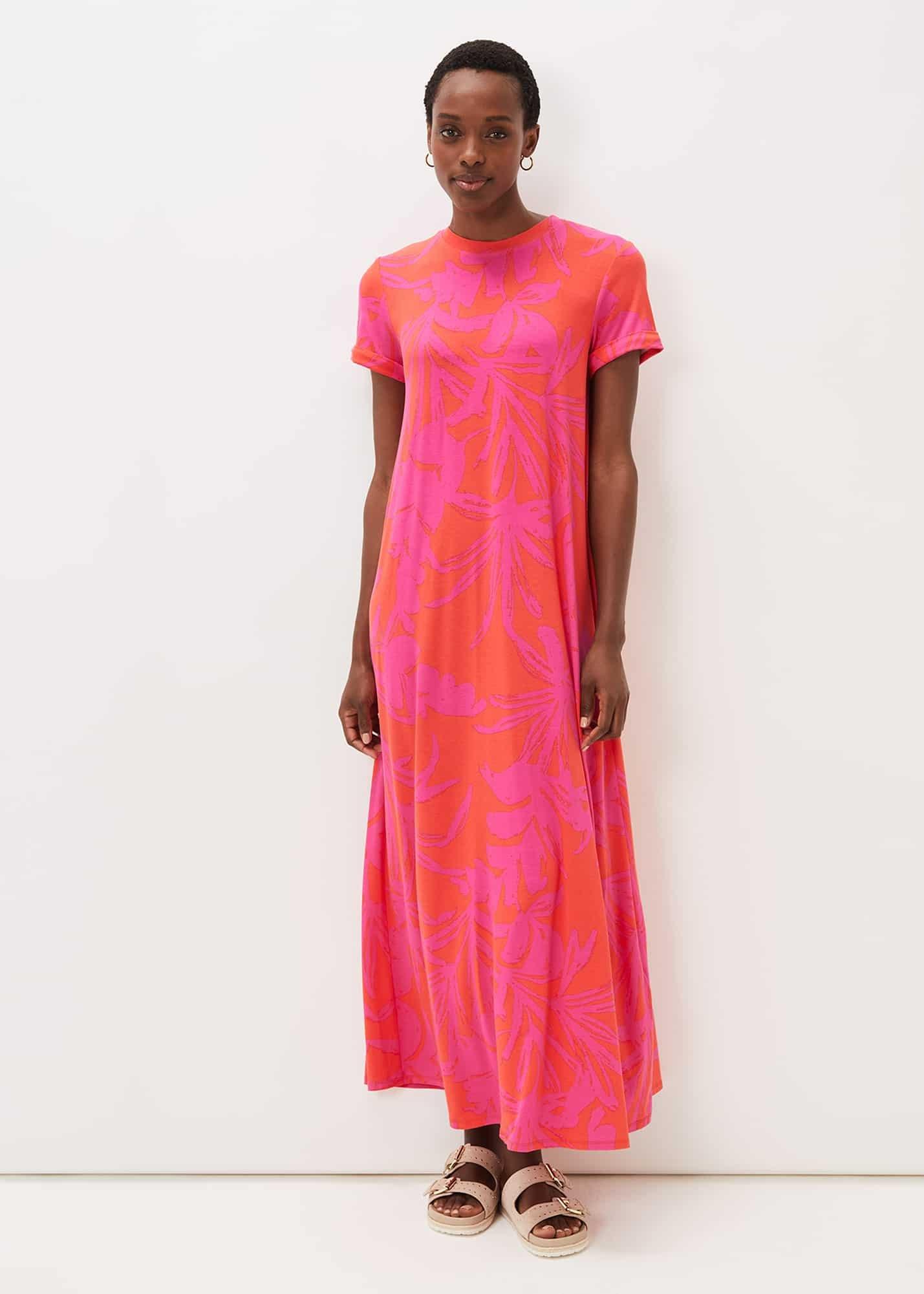 Michaela Palm Print Maxi Dress