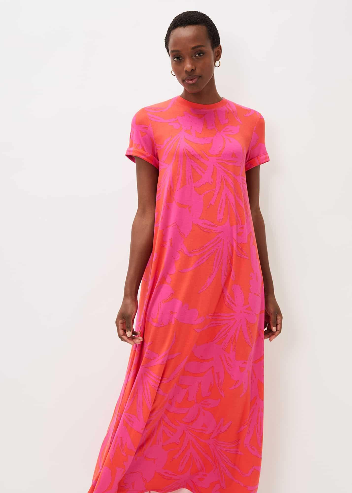 Michaela Palm Print Maxi Dress